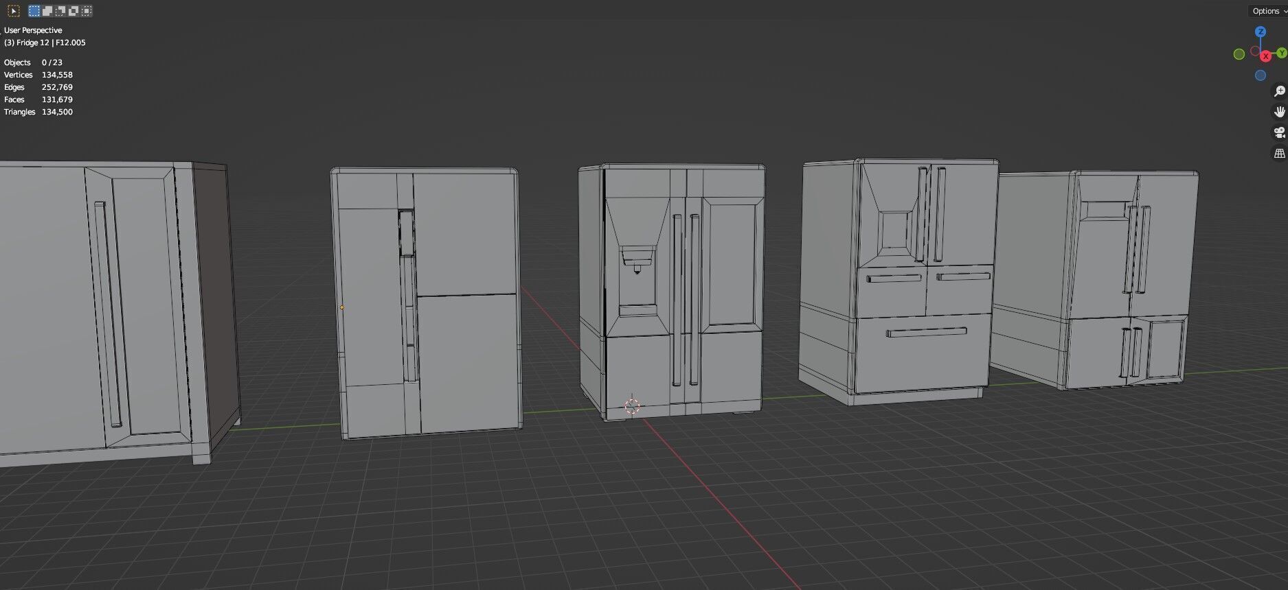 Low Poly Refrigerator Pack Of 15 - Untextured Low-poly 3D model_89