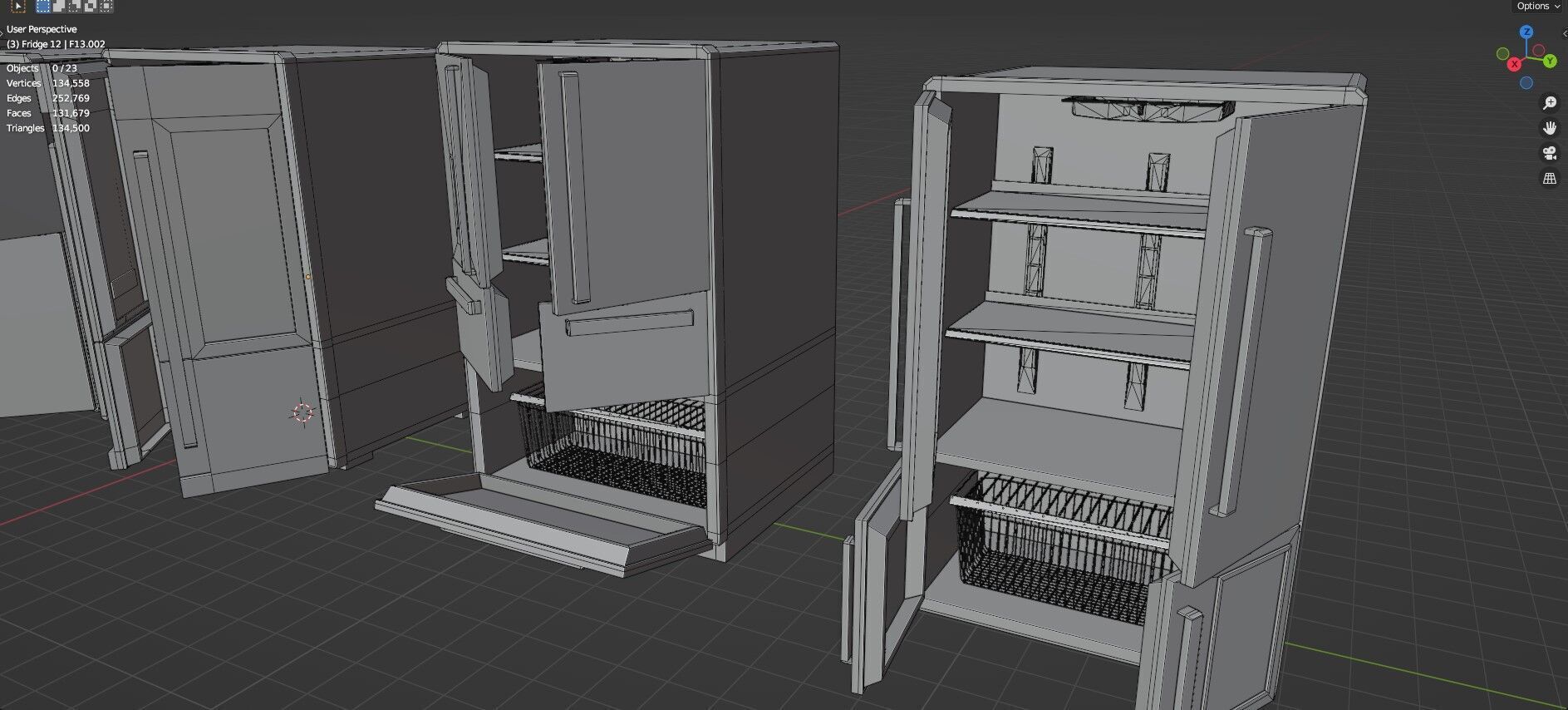 Low Poly Refrigerator Pack Of 15 - Untextured Low-poly 3D model_87
