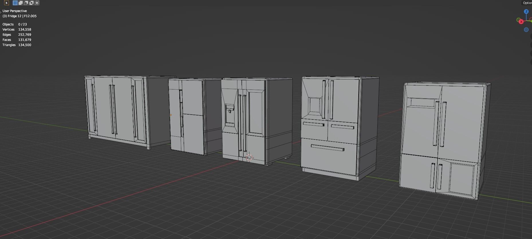 Low Poly Refrigerator Pack Of 15 - Untextured Low-poly 3D model_77