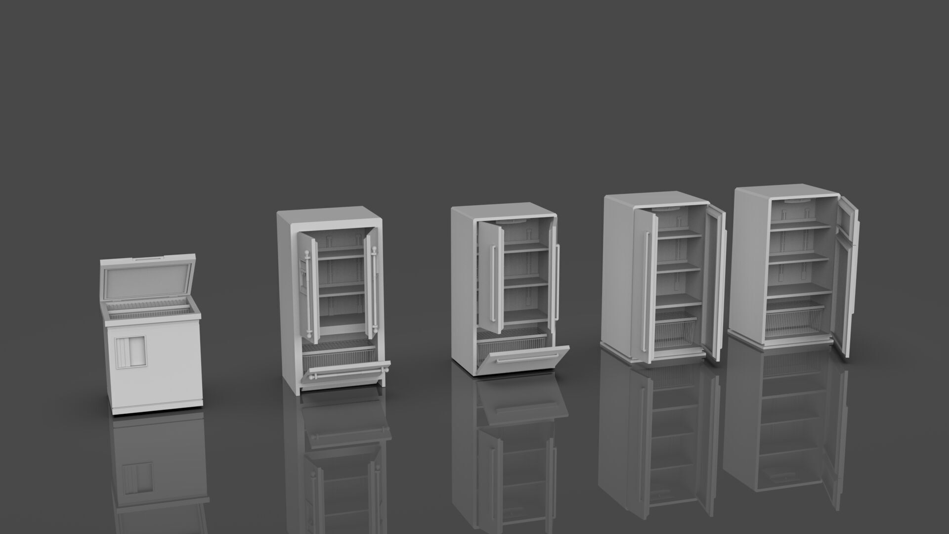 Low Poly Refrigerator Pack Of 15 - Untextured Low-poly 3D model_31