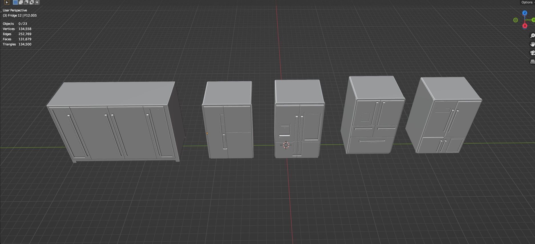 Low Poly Refrigerator Pack Of 15 - Untextured Low-poly 3D model_97