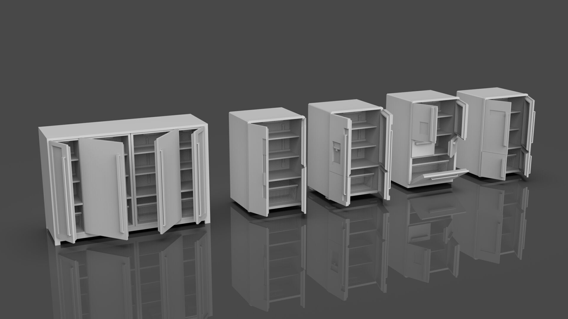 Low Poly Refrigerator Pack Of 15 - Untextured Low-poly 3D model_72