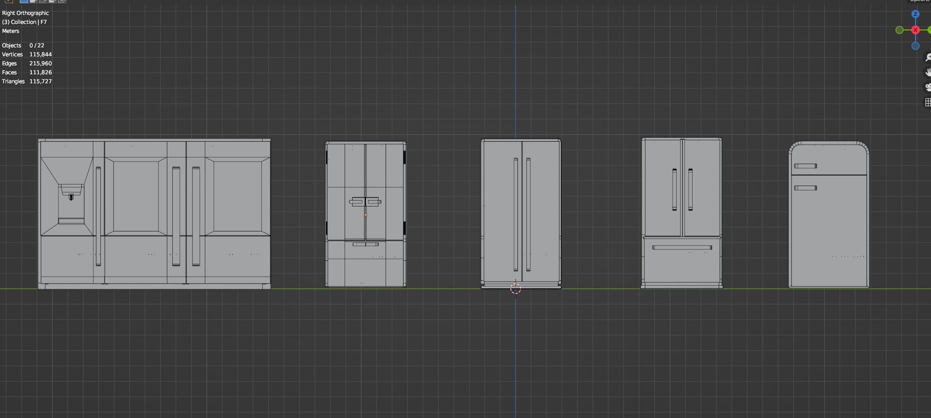 Low Poly Refrigerator Pack Of 15 - Untextured Low-poly 3D model_40