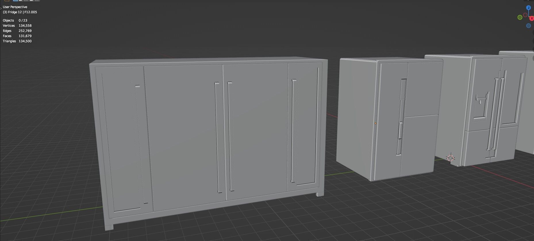 Low Poly Refrigerator Pack Of 15 - Untextured Low-poly 3D model_99