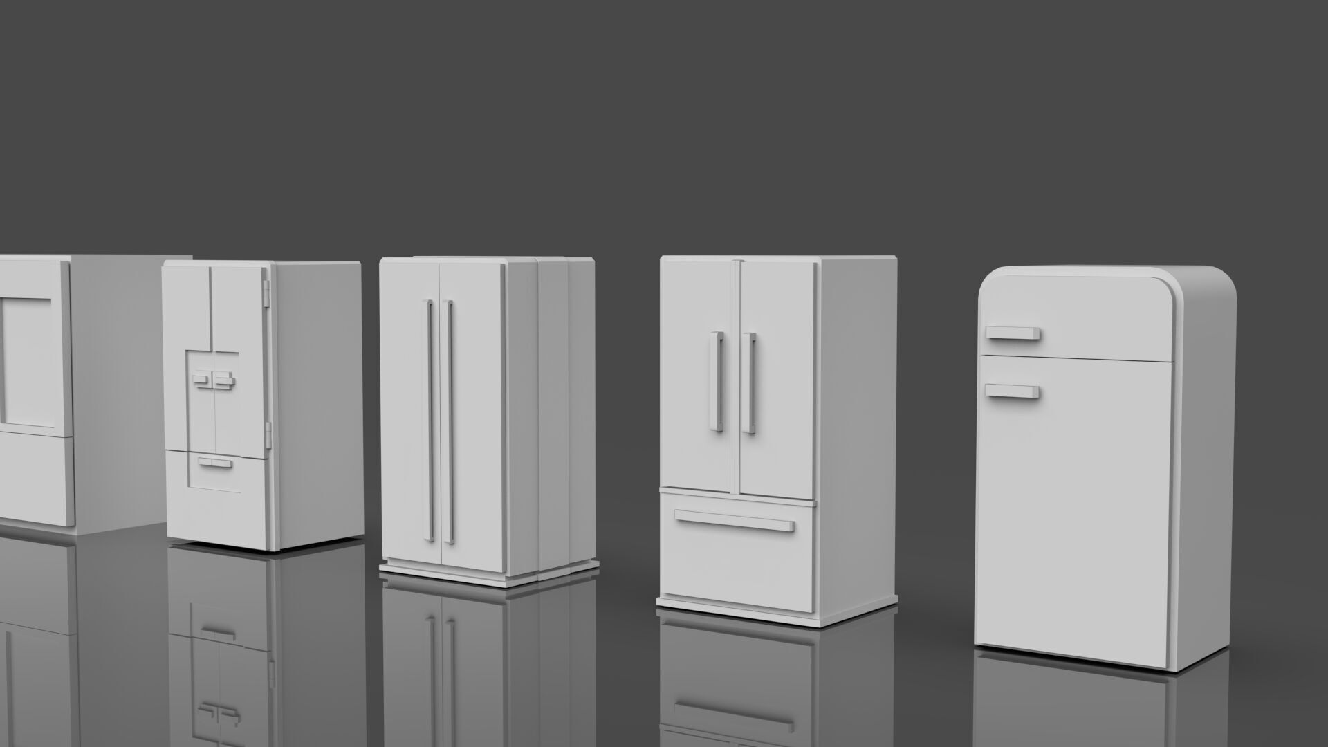Low Poly Refrigerator Pack Of 15 - Untextured Low-poly 3D model_68