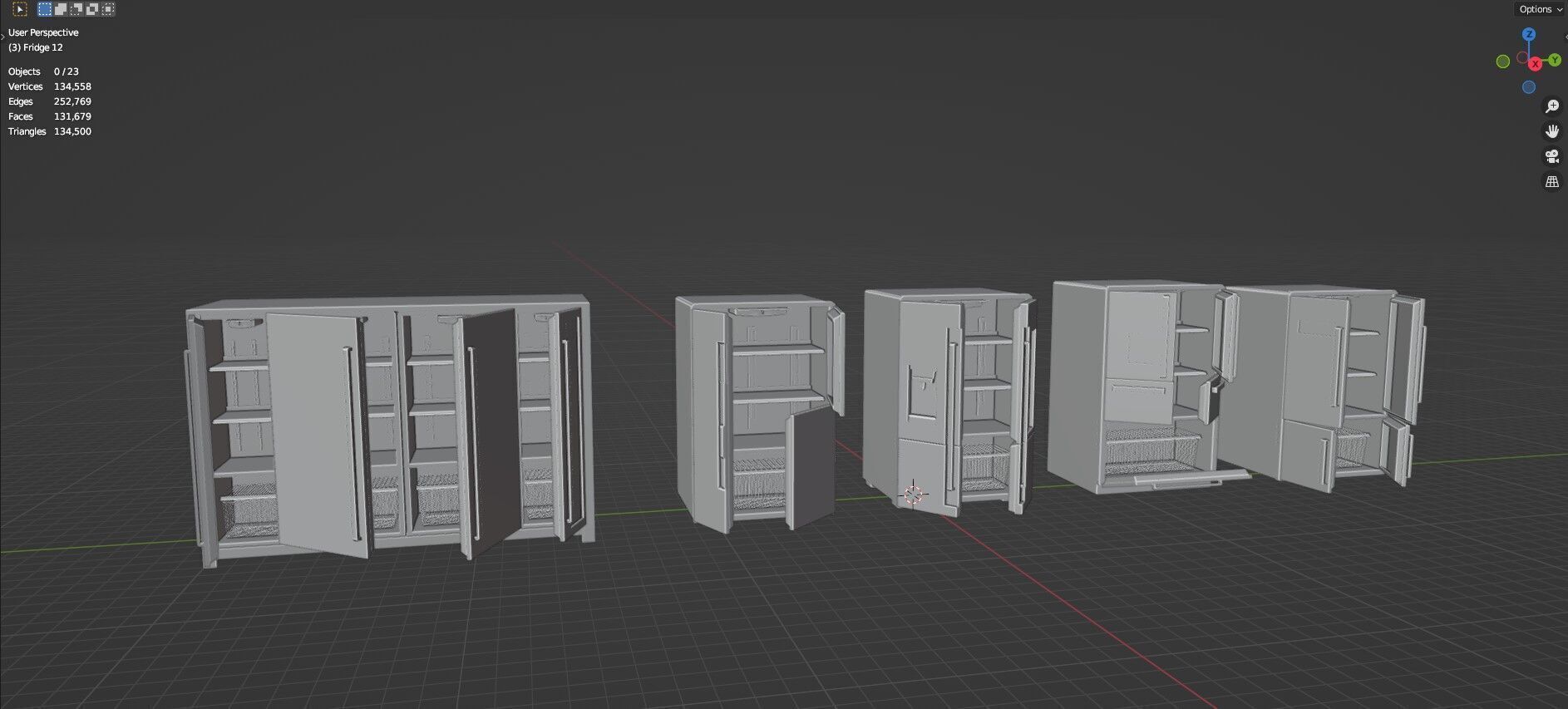 Low Poly Refrigerator Pack Of 15 - Untextured Low-poly 3D model_78