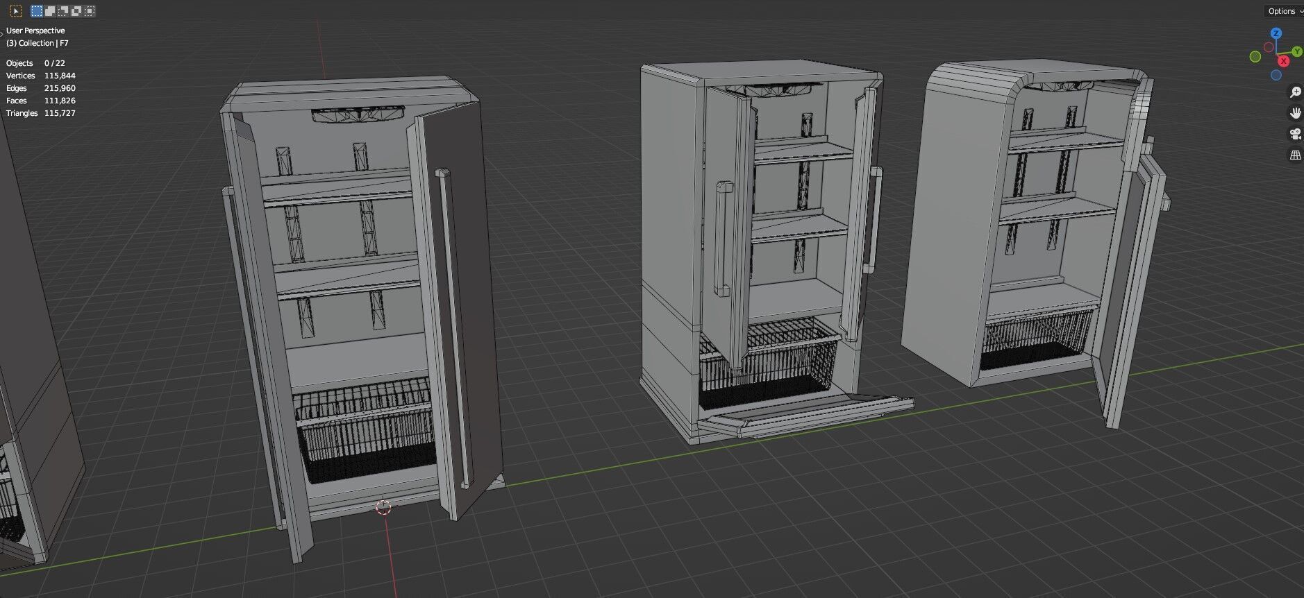 Low Poly Refrigerator Pack Of 15 - Untextured Low-poly 3D model_36