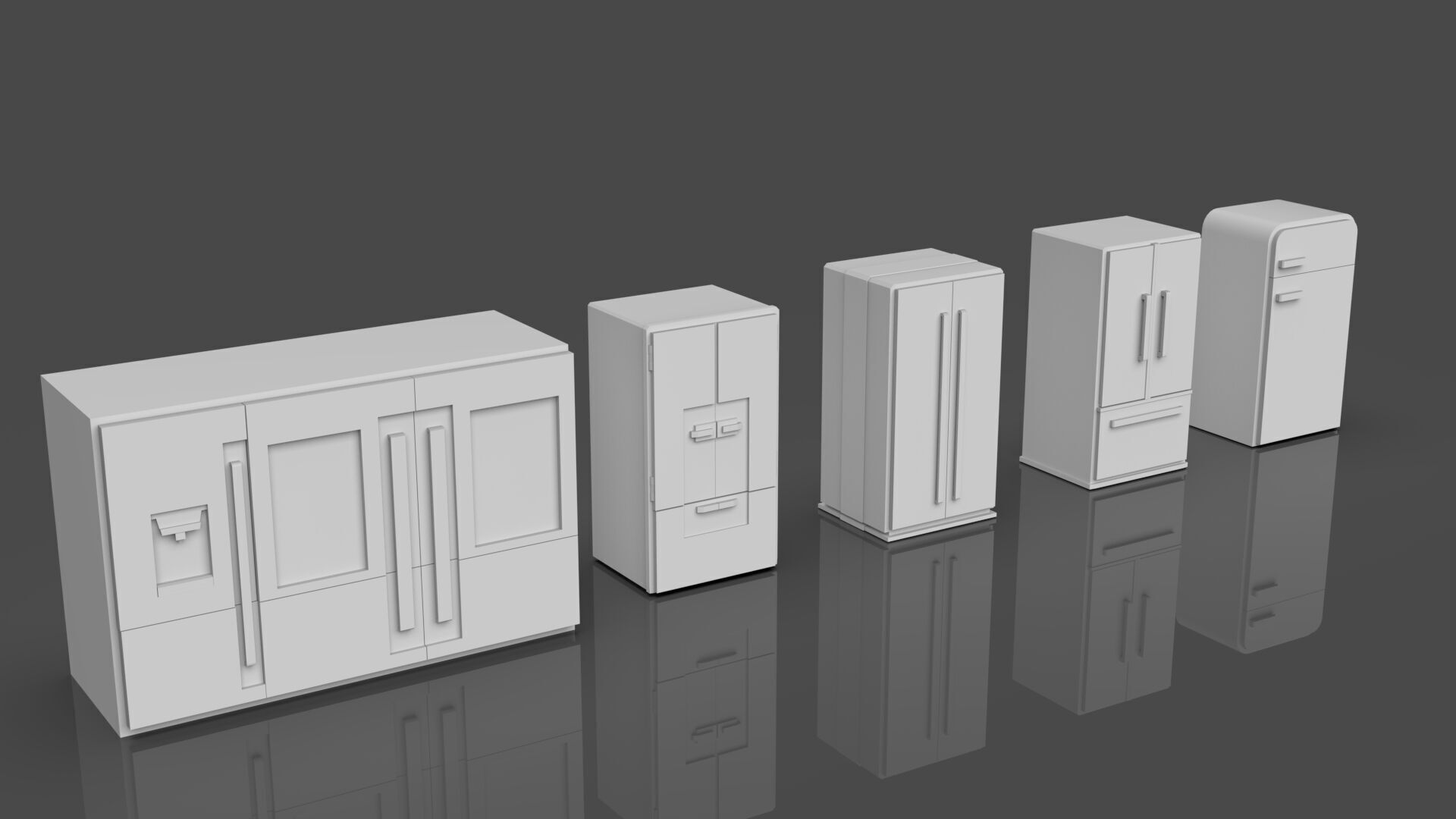 Low Poly Refrigerator Pack Of 15 - Untextured Low-poly 3D model_63