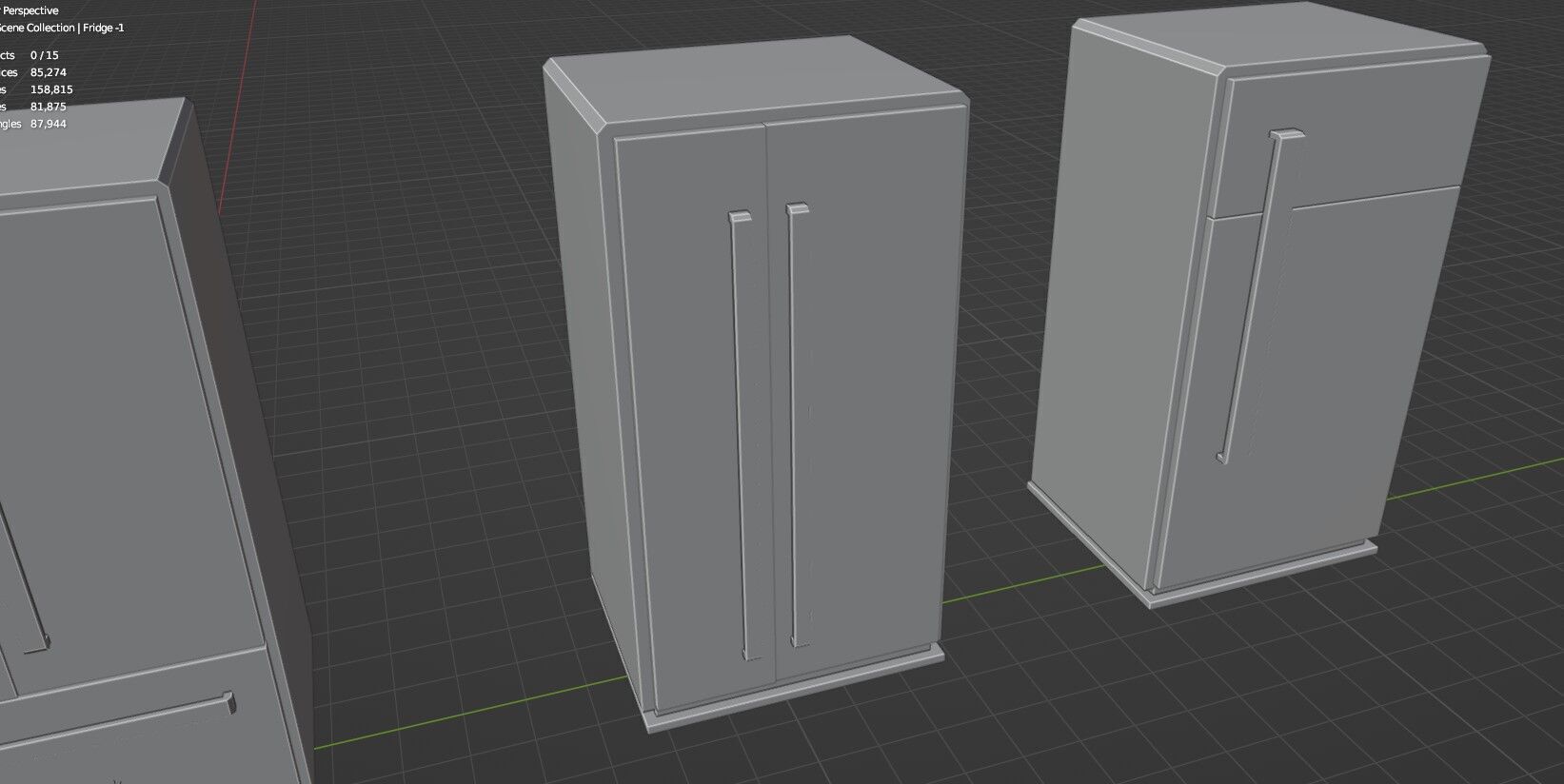 Low Poly Refrigerator Pack Of 15 - Untextured Low-poly 3D model_33