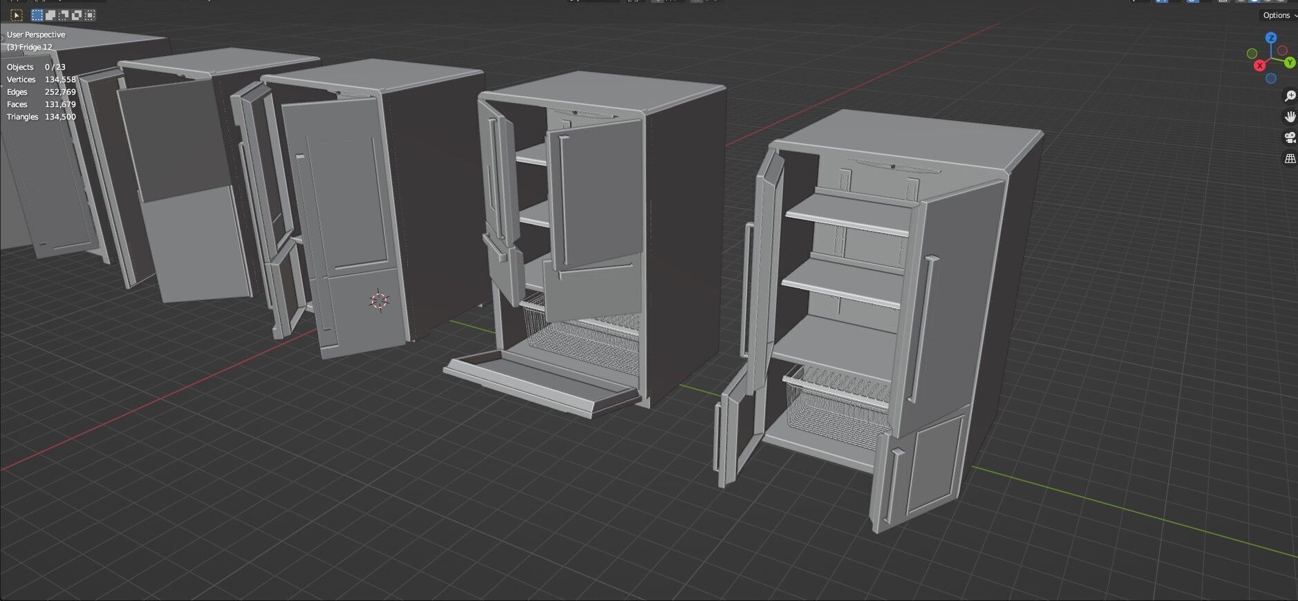 Low Poly Refrigerator Pack Of 15 - Untextured Low-poly 3D model_92