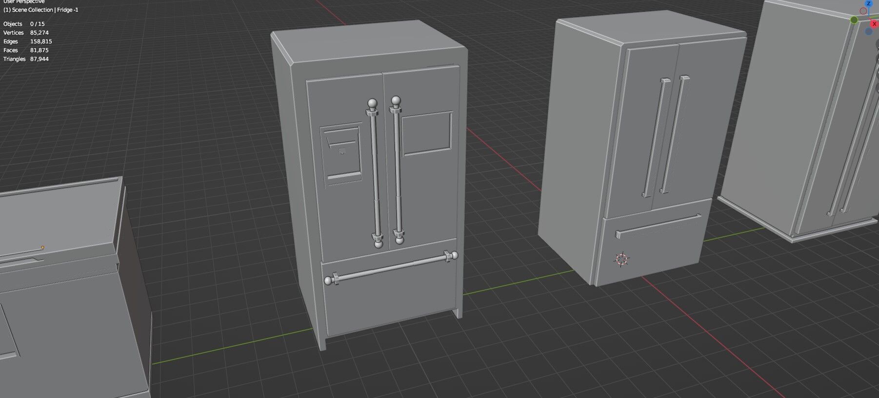 Low Poly Refrigerator Pack Of 15 - Untextured Low-poly 3D model_27
