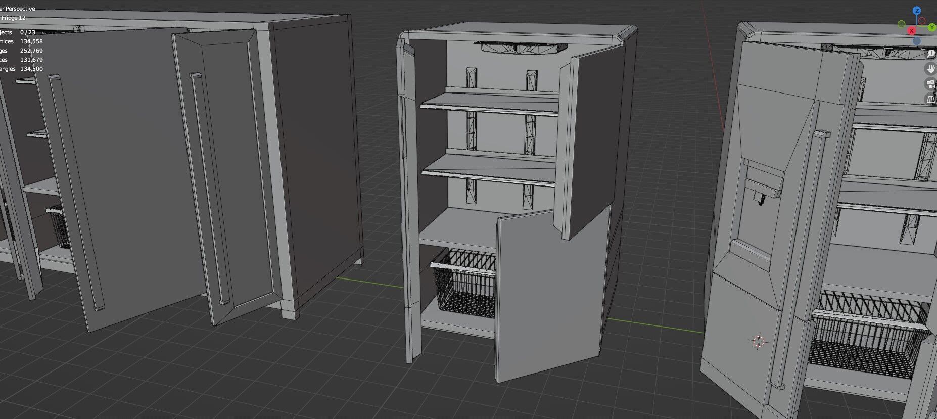 Low Poly Refrigerator Pack Of 15 - Untextured Low-poly 3D model_83