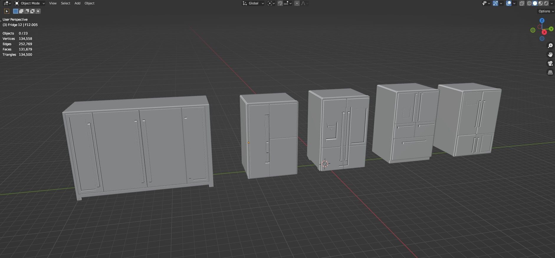 Low Poly Refrigerator Pack Of 15 - Untextured Low-poly 3D model_93
