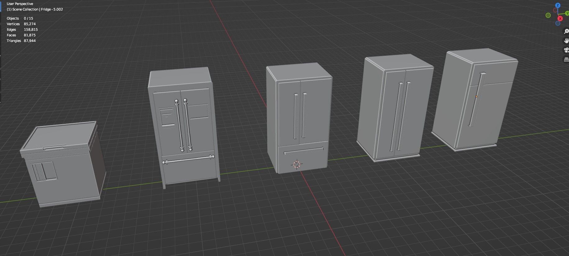 Low Poly Refrigerator Pack Of 15 - Untextured Low-poly 3D model_29