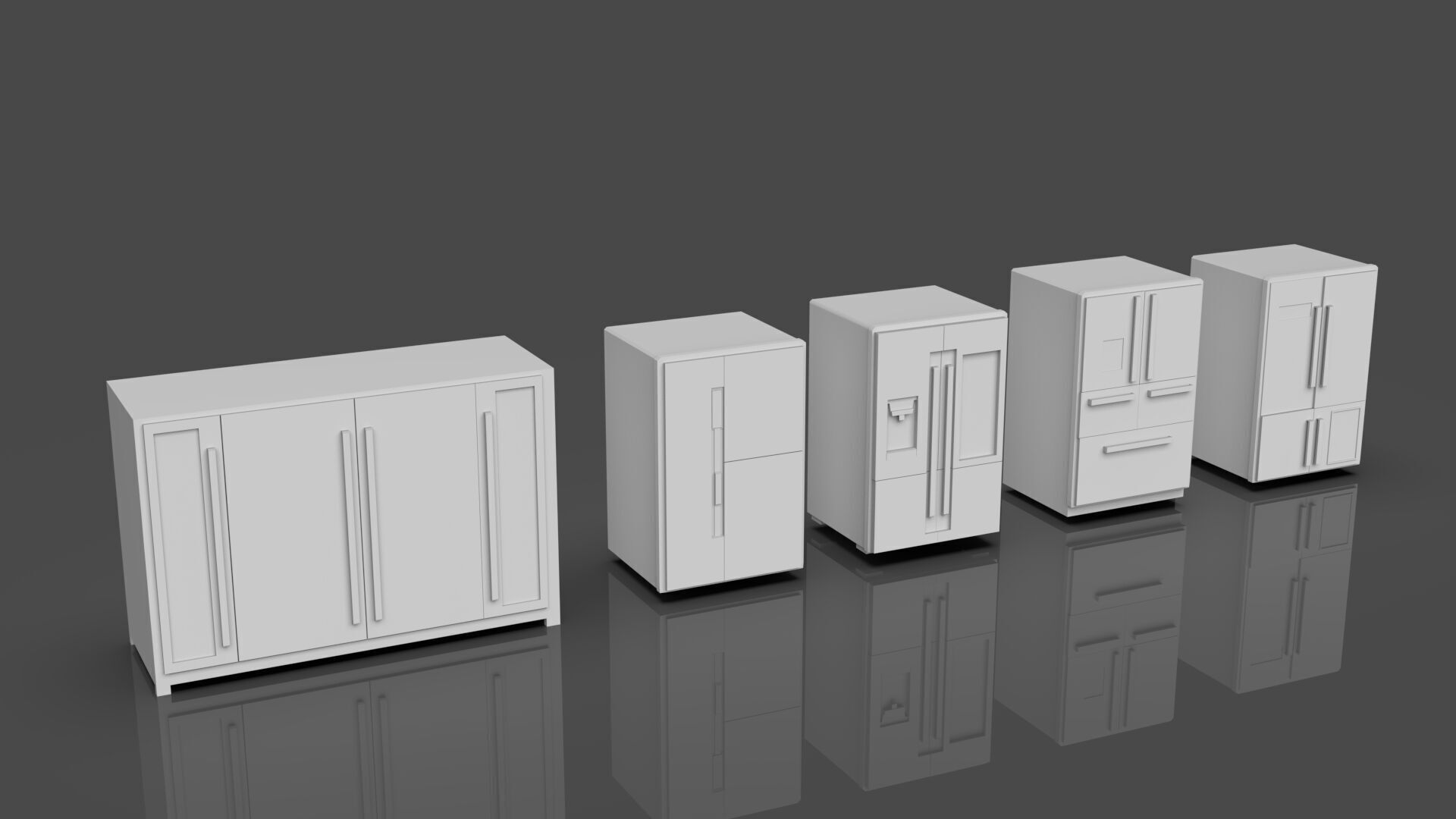 Low Poly Refrigerator Pack Of 15 - Untextured Low-poly 3D model_71