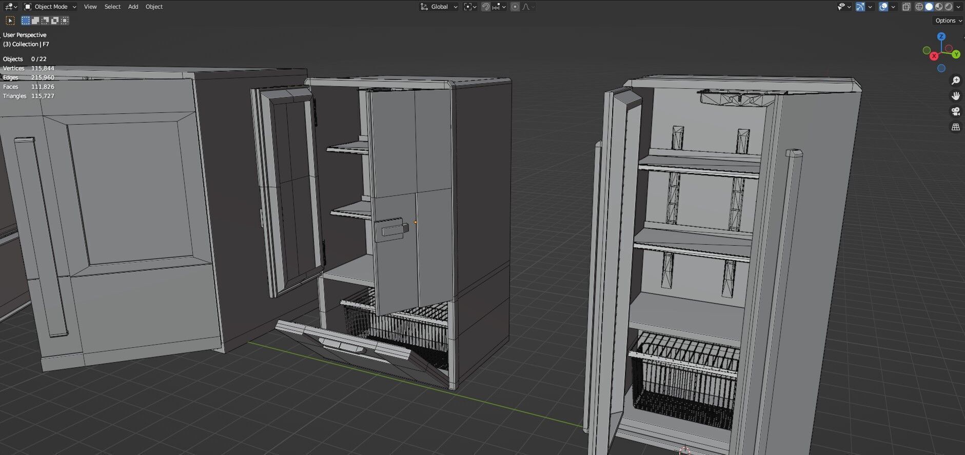 Low Poly Refrigerator Pack Of 15 - Untextured Low-poly 3D model_37