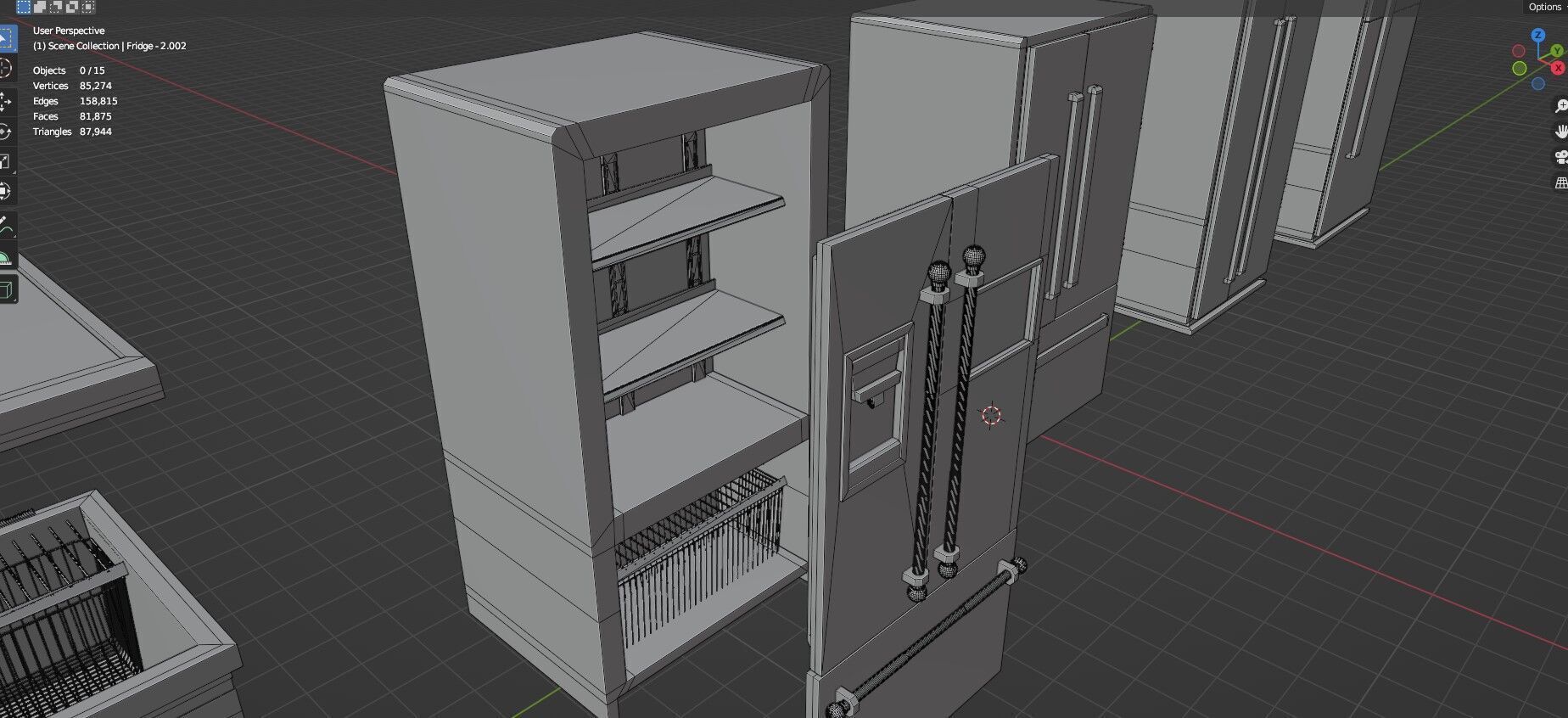 Low Poly Refrigerator Pack Of 15 - Untextured Low-poly 3D model_15