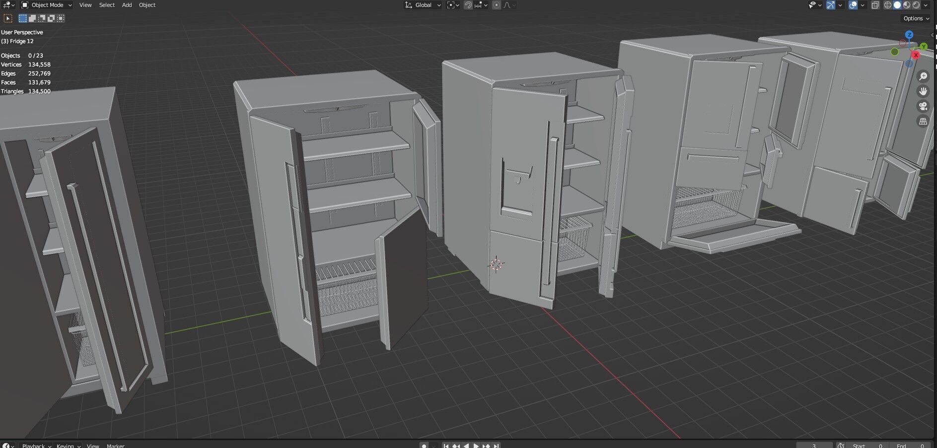 Low Poly Refrigerator Pack Of 15 - Untextured Low-poly 3D model_98