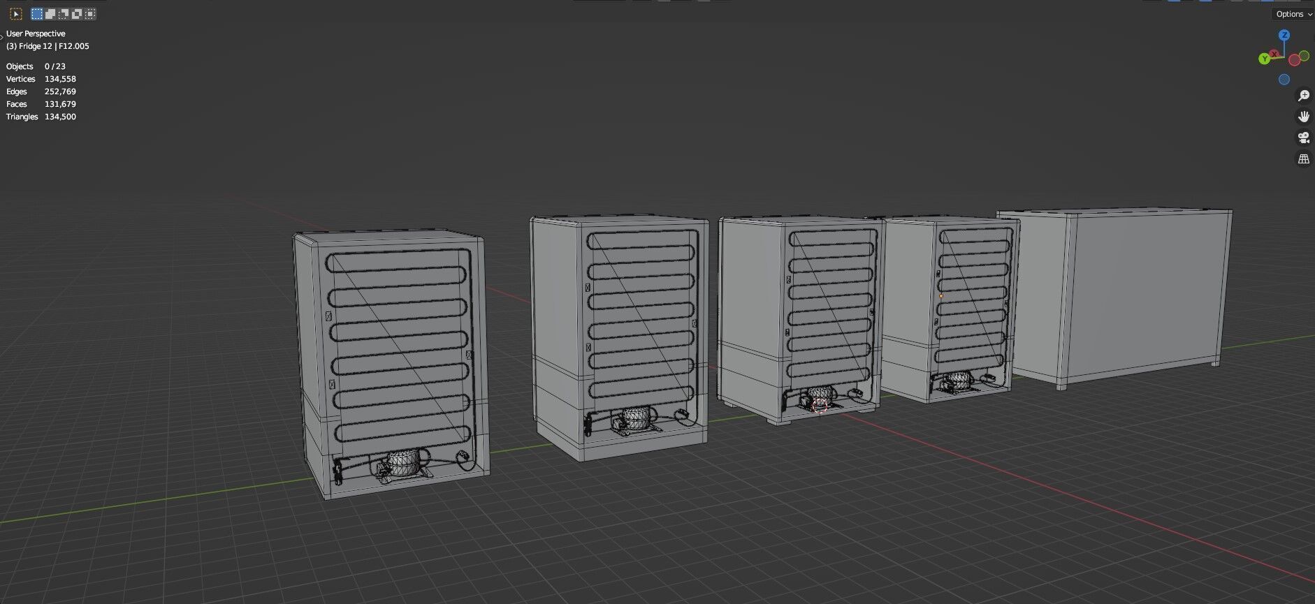 Low Poly Refrigerator Pack Of 15 - Untextured Low-poly 3D model_88