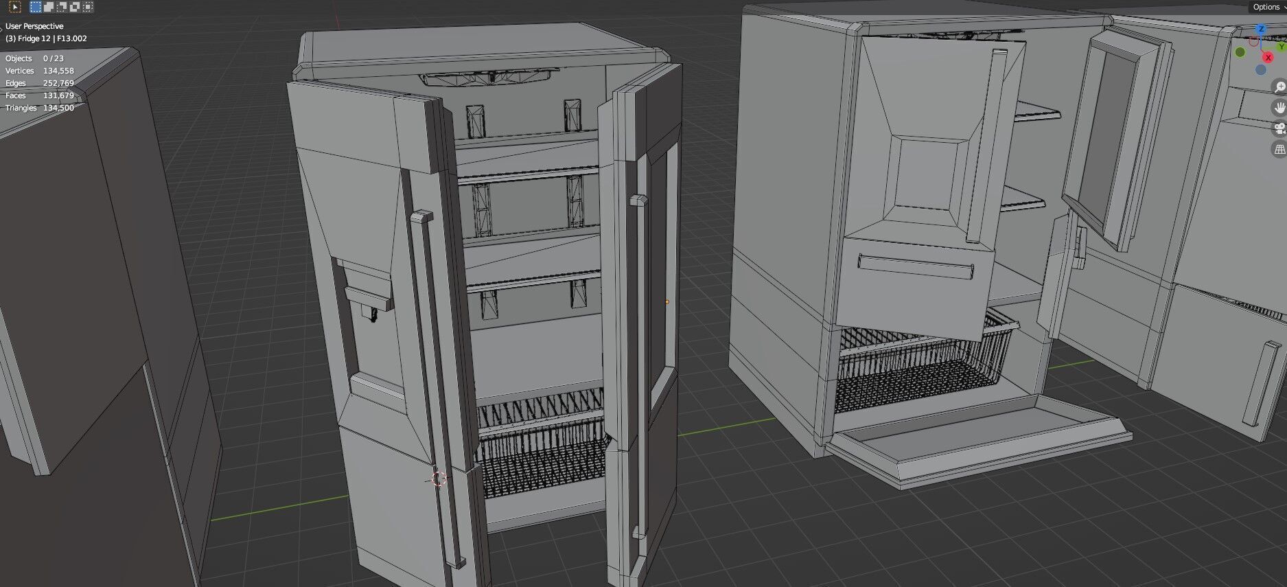 Low Poly Refrigerator Pack Of 15 - Untextured Low-poly 3D model_90