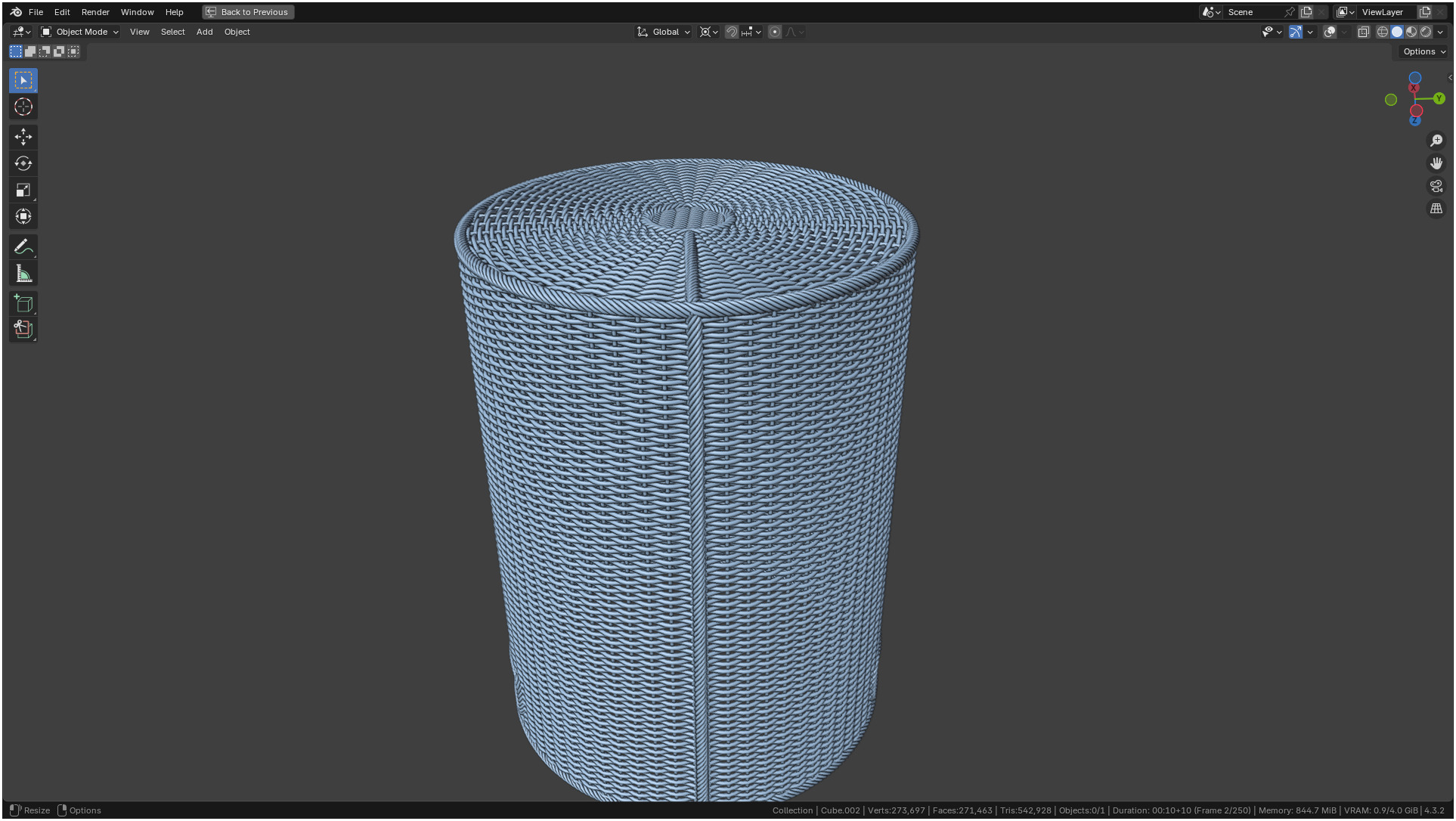 Wicker Basket Cylinder Shape Midpoly 3D model_30