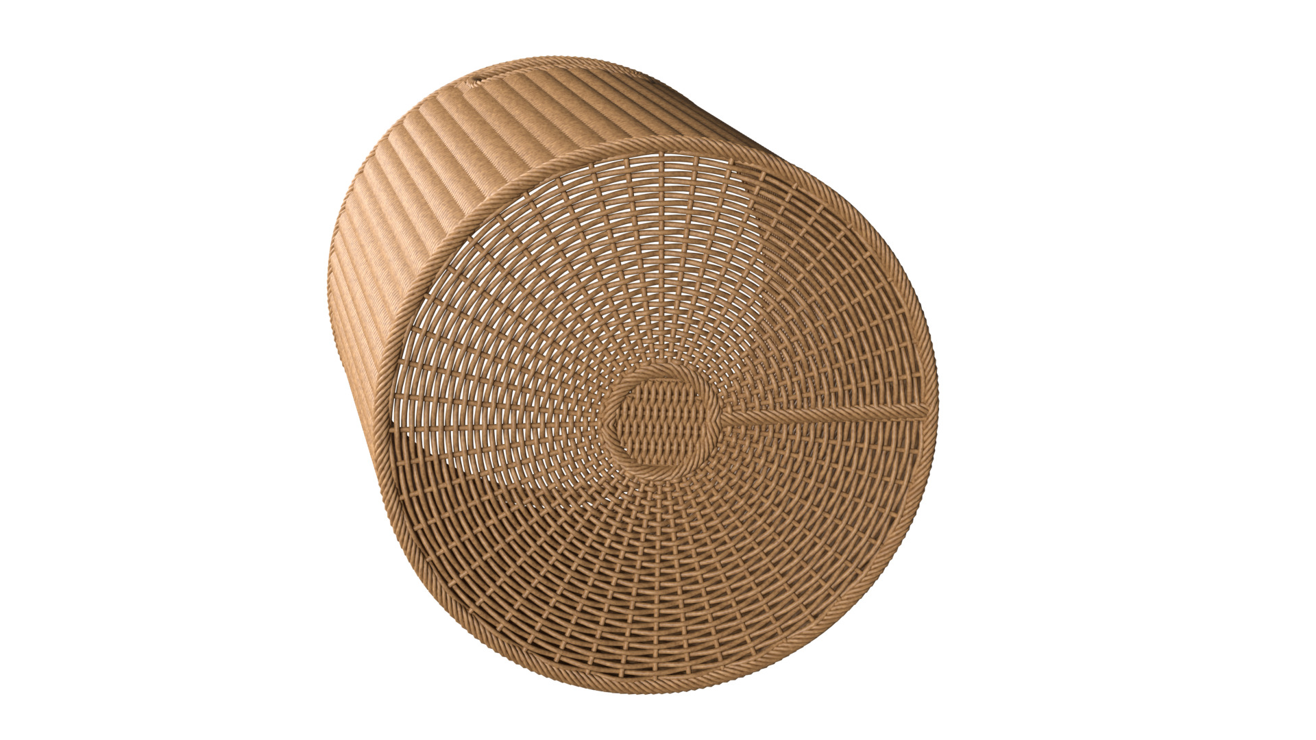 Wicker Basket Cylinder Shape Midpoly 3D model_3