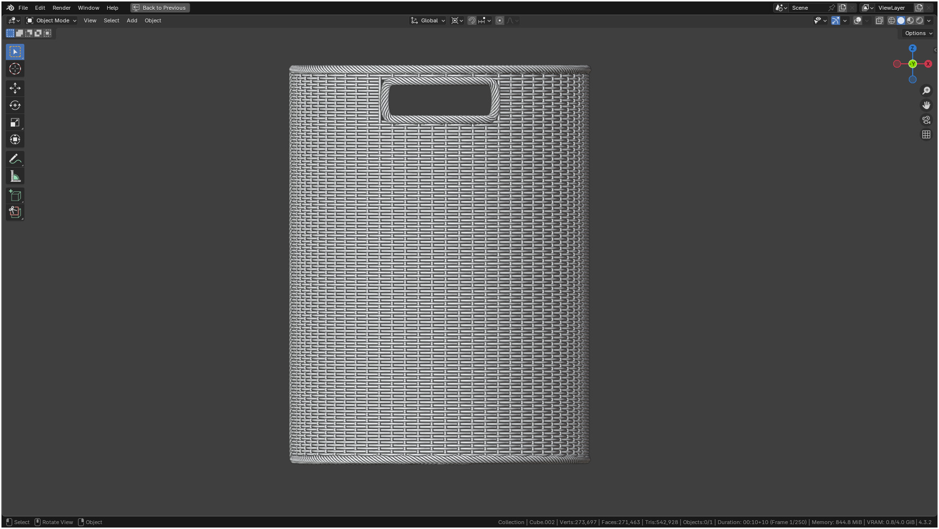 Wicker Basket Cylinder Shape Midpoly 3D model_16