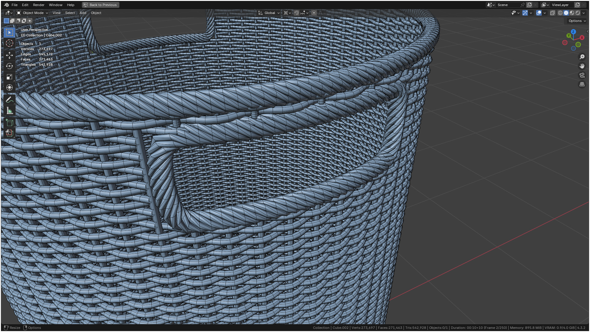 Wicker Basket Cylinder Shape Midpoly 3D model_43
