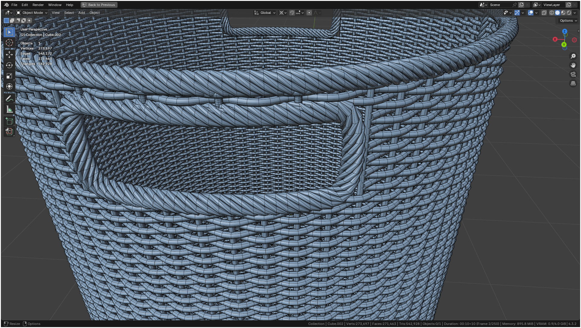 Wicker Basket Cylinder Shape Midpoly 3D model_42