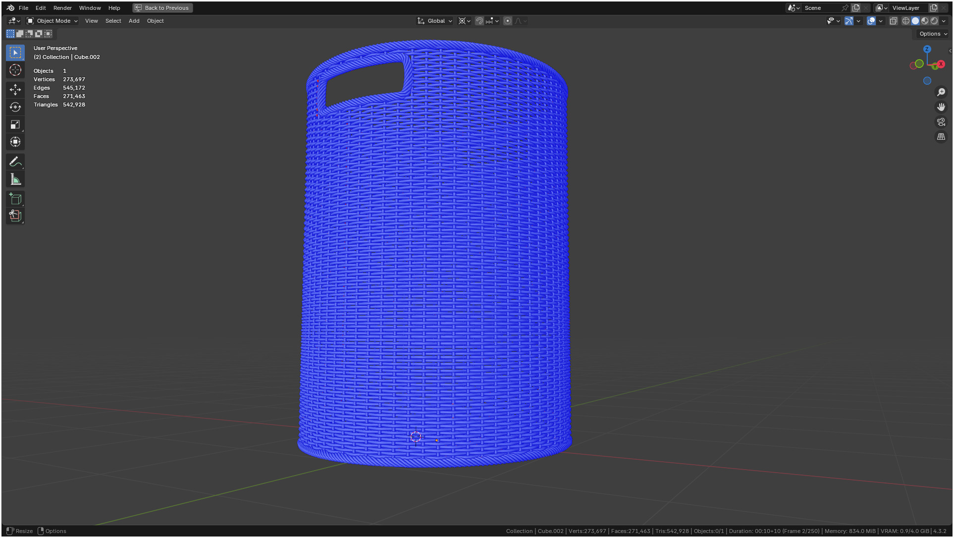 Wicker Basket Cylinder Shape Midpoly 3D model_56