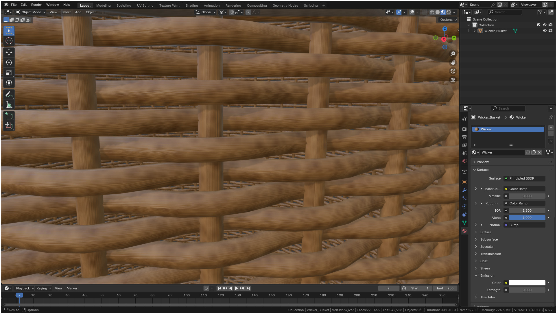 Wicker Basket Cylinder Shape Midpoly 3D model_11