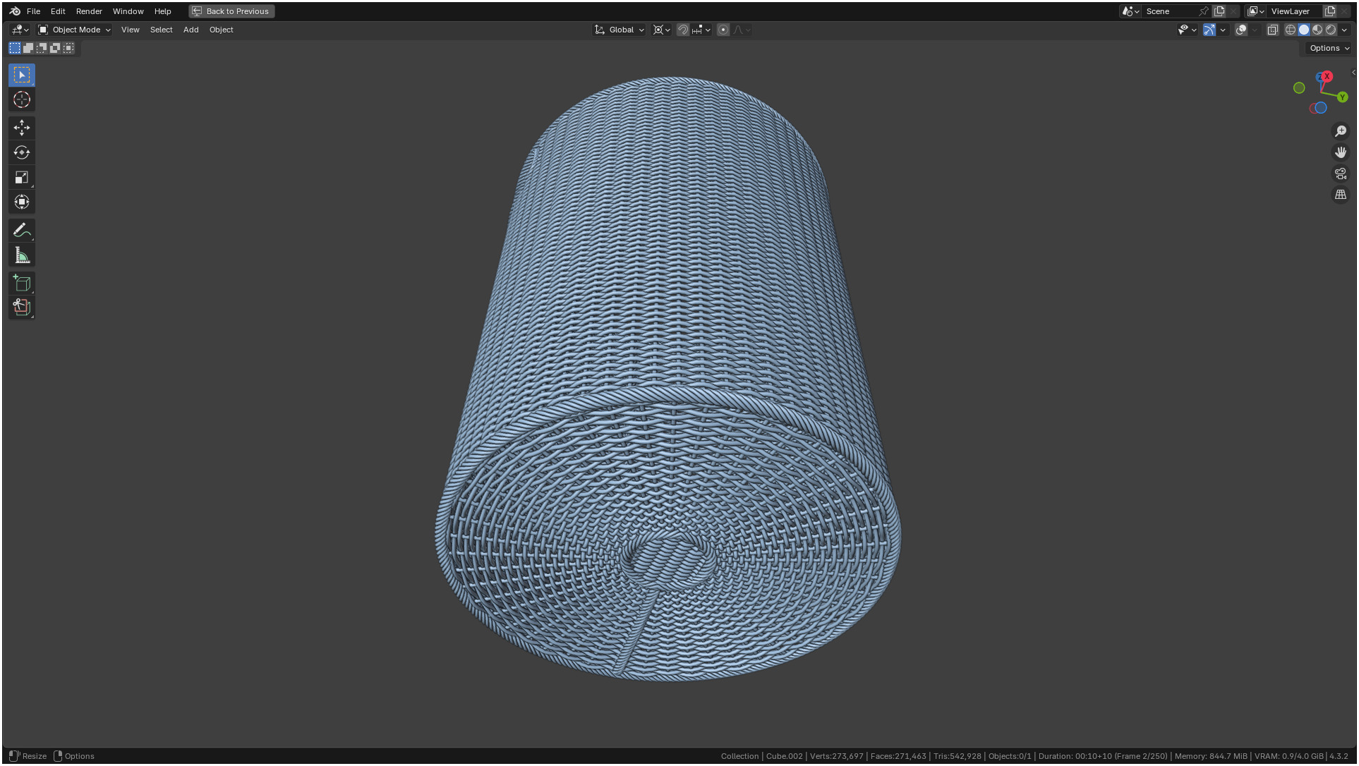 Wicker Basket Cylinder Shape Midpoly 3D model_26