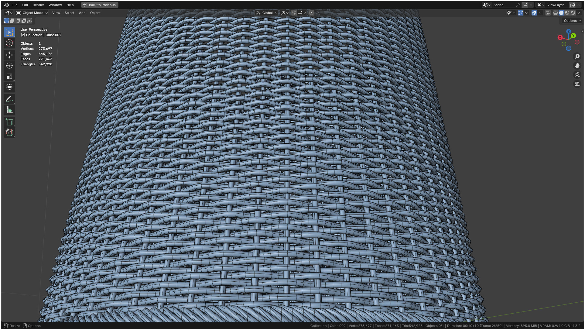 Wicker Basket Cylinder Shape Midpoly 3D model_47