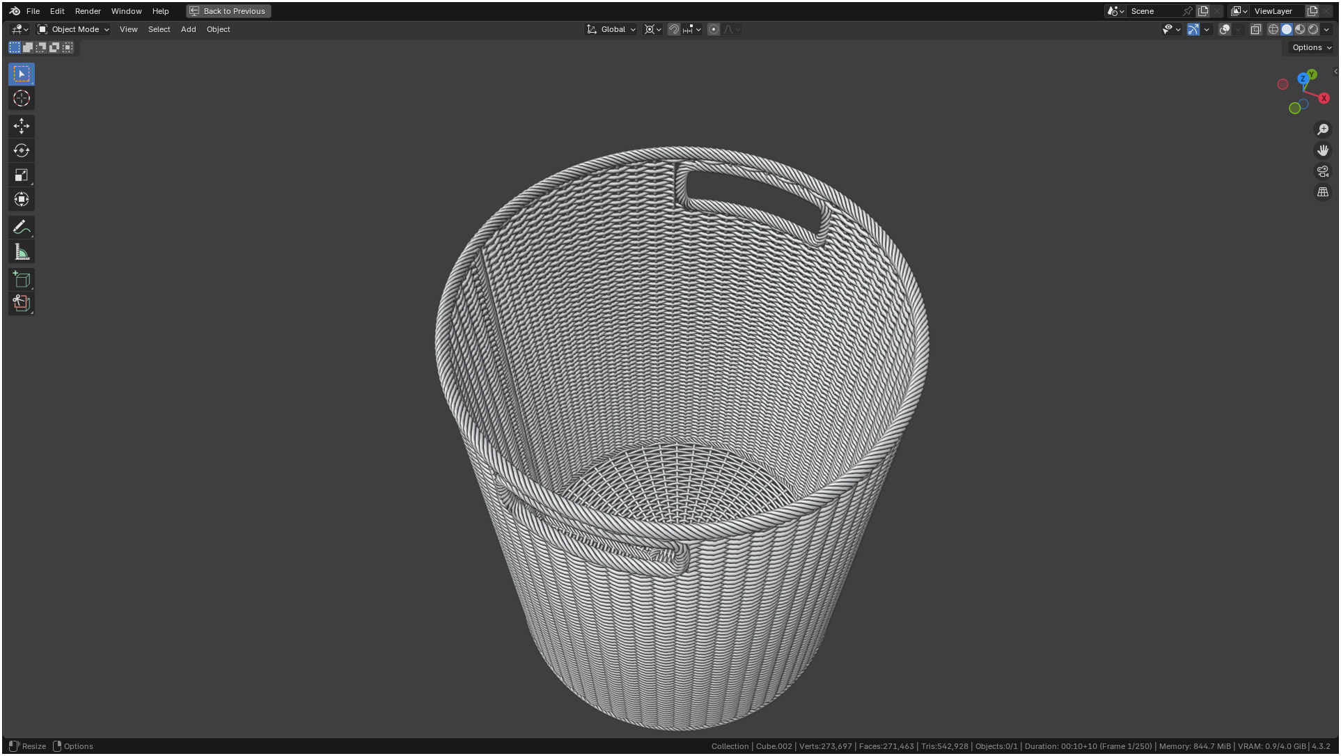 Wicker Basket Cylinder Shape Midpoly 3D model_20