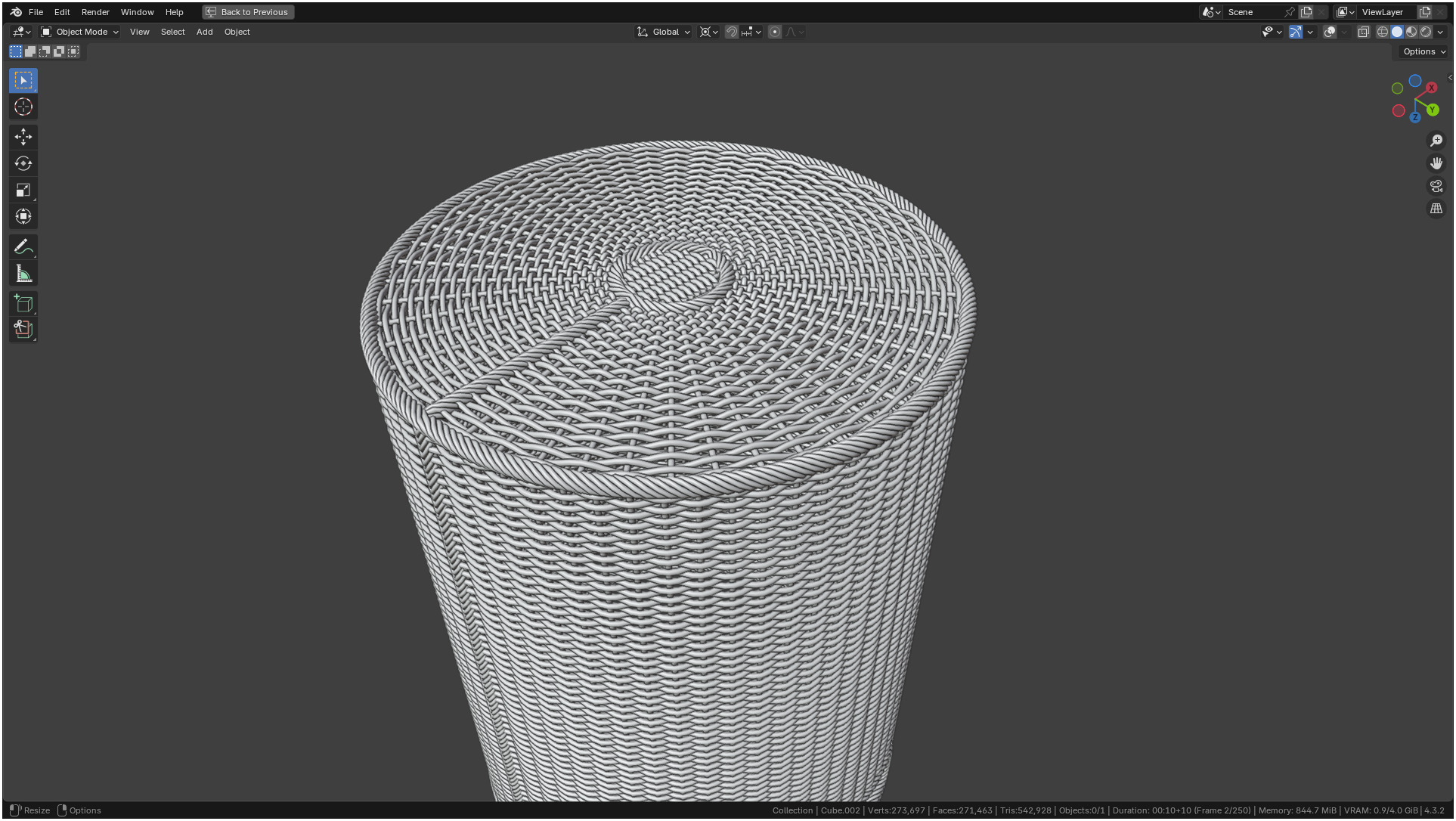 Wicker Basket Cylinder Shape Midpoly 3D model_24