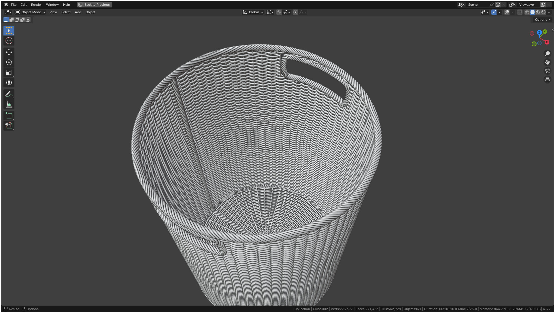 Wicker Basket Cylinder Shape Midpoly 3D model_25