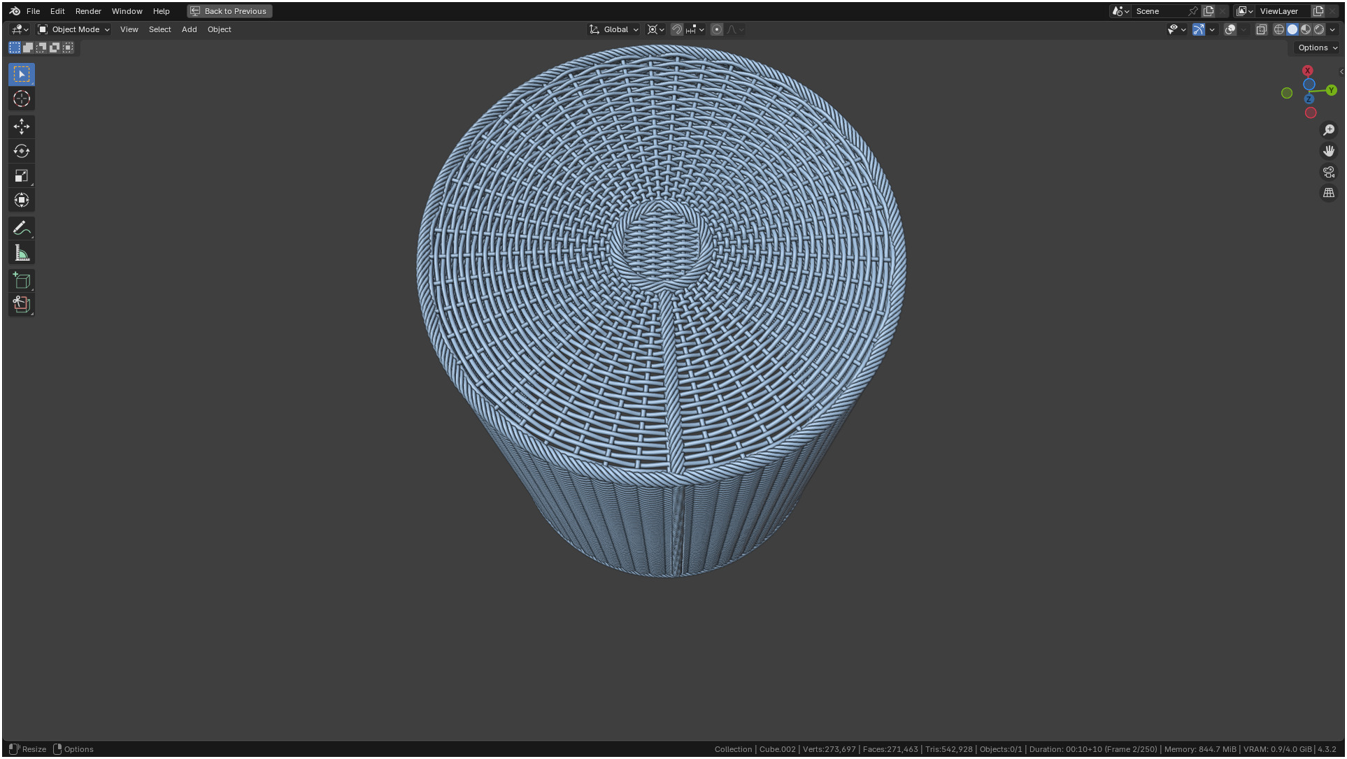Wicker Basket Cylinder Shape Midpoly 3D model_29