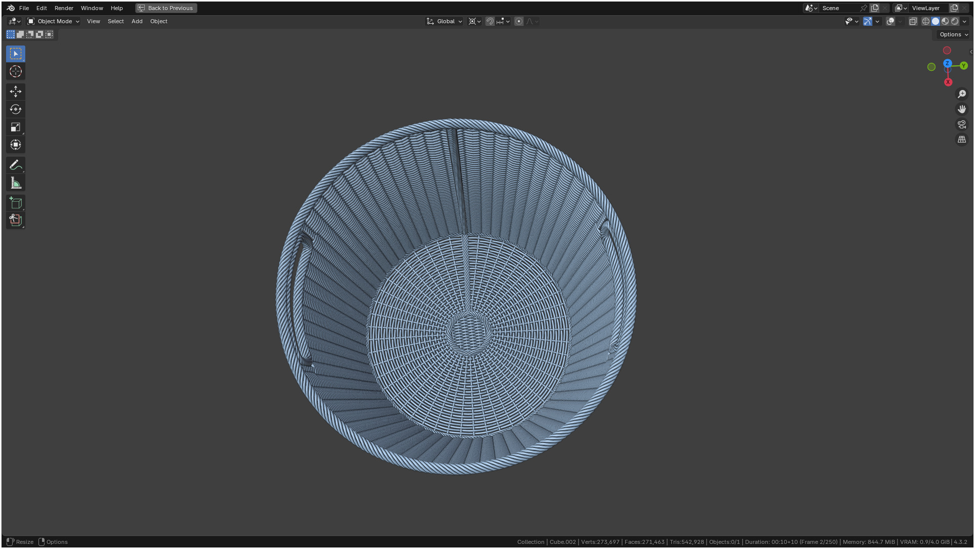 Wicker Basket Cylinder Shape Midpoly 3D model_32