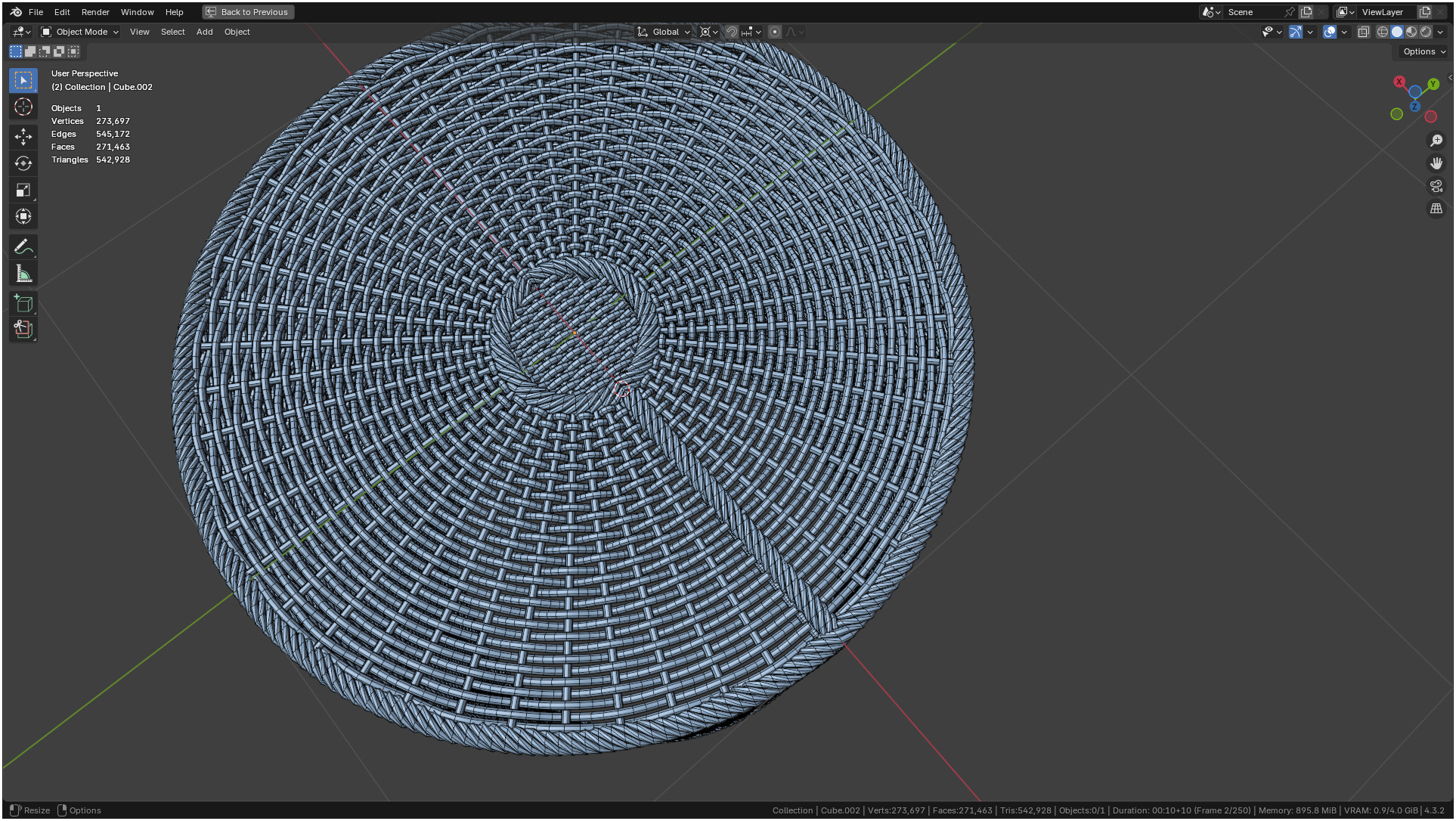 Wicker Basket Cylinder Shape Midpoly 3D model_45