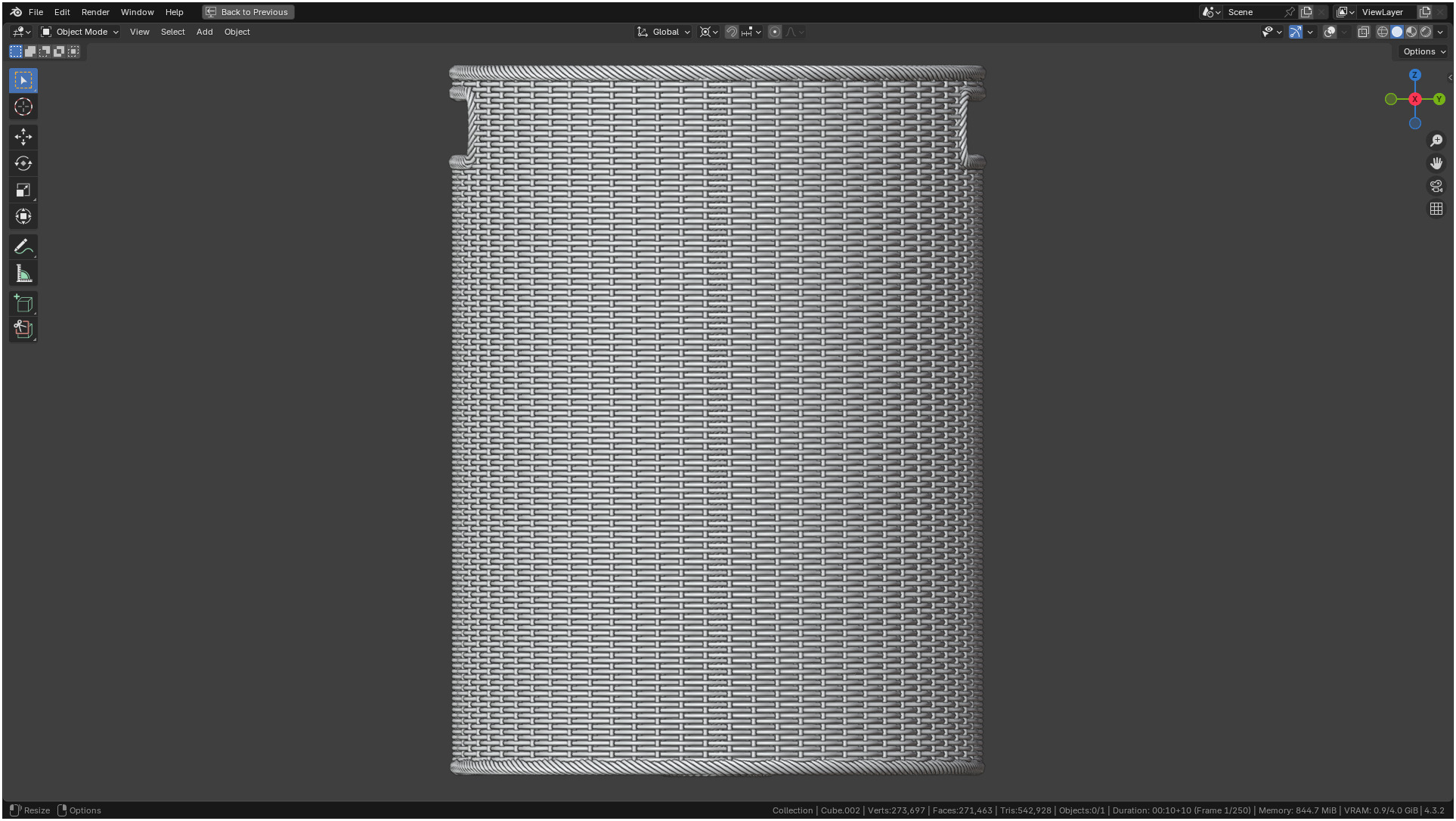 Wicker Basket Cylinder Shape Midpoly 3D model_17