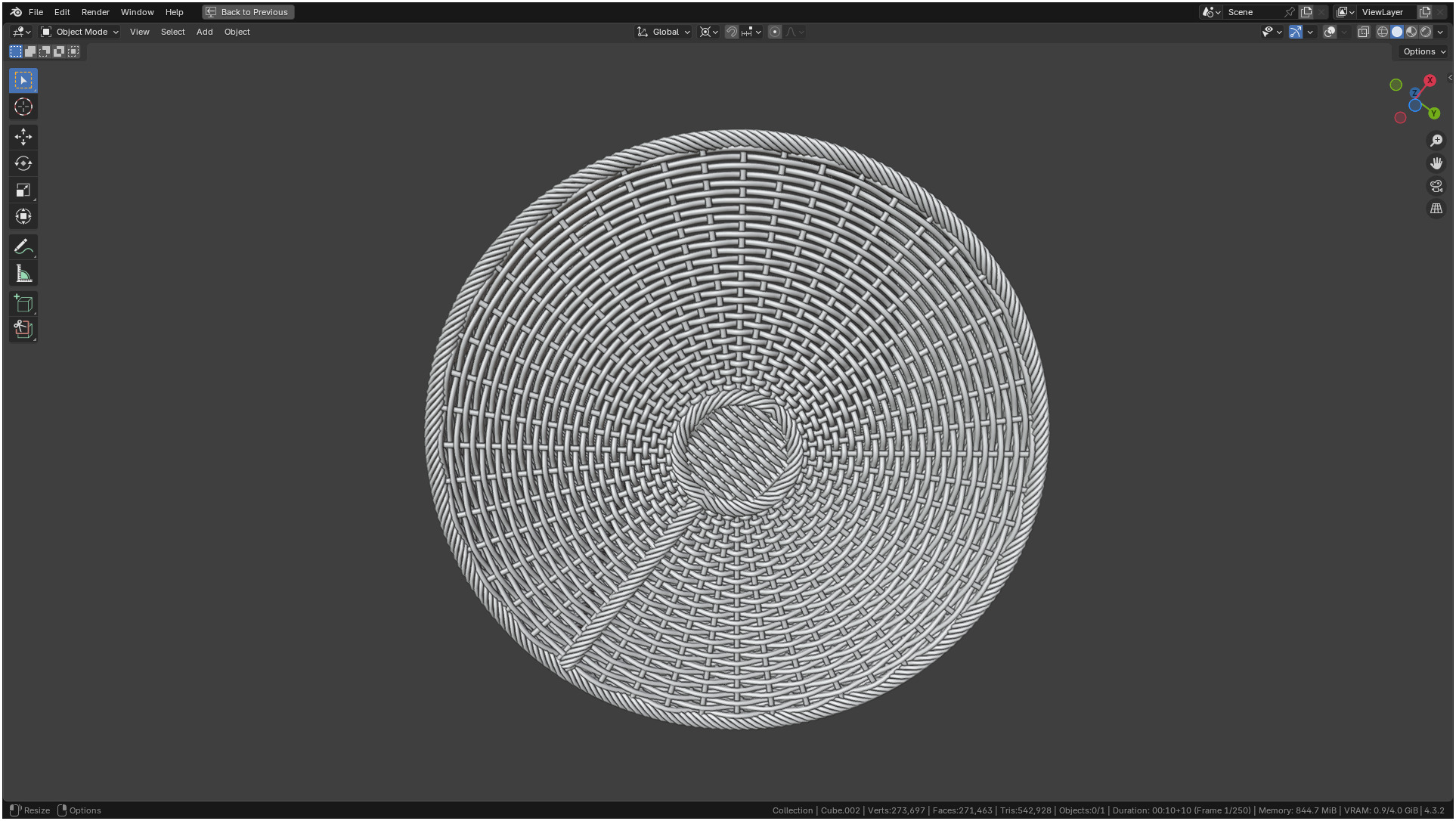 Wicker Basket Cylinder Shape Midpoly 3D model_21