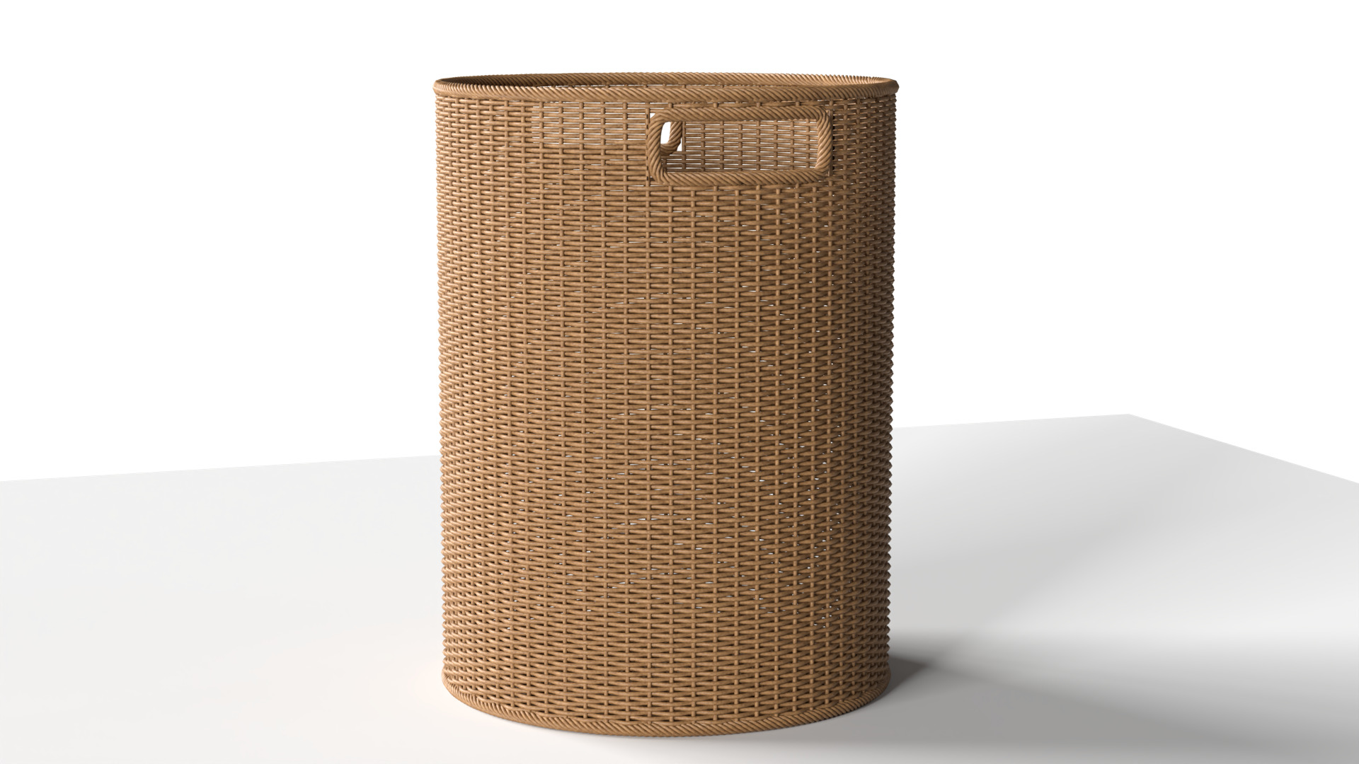 Wicker Basket Cylinder Shape Midpoly 3D model_2
