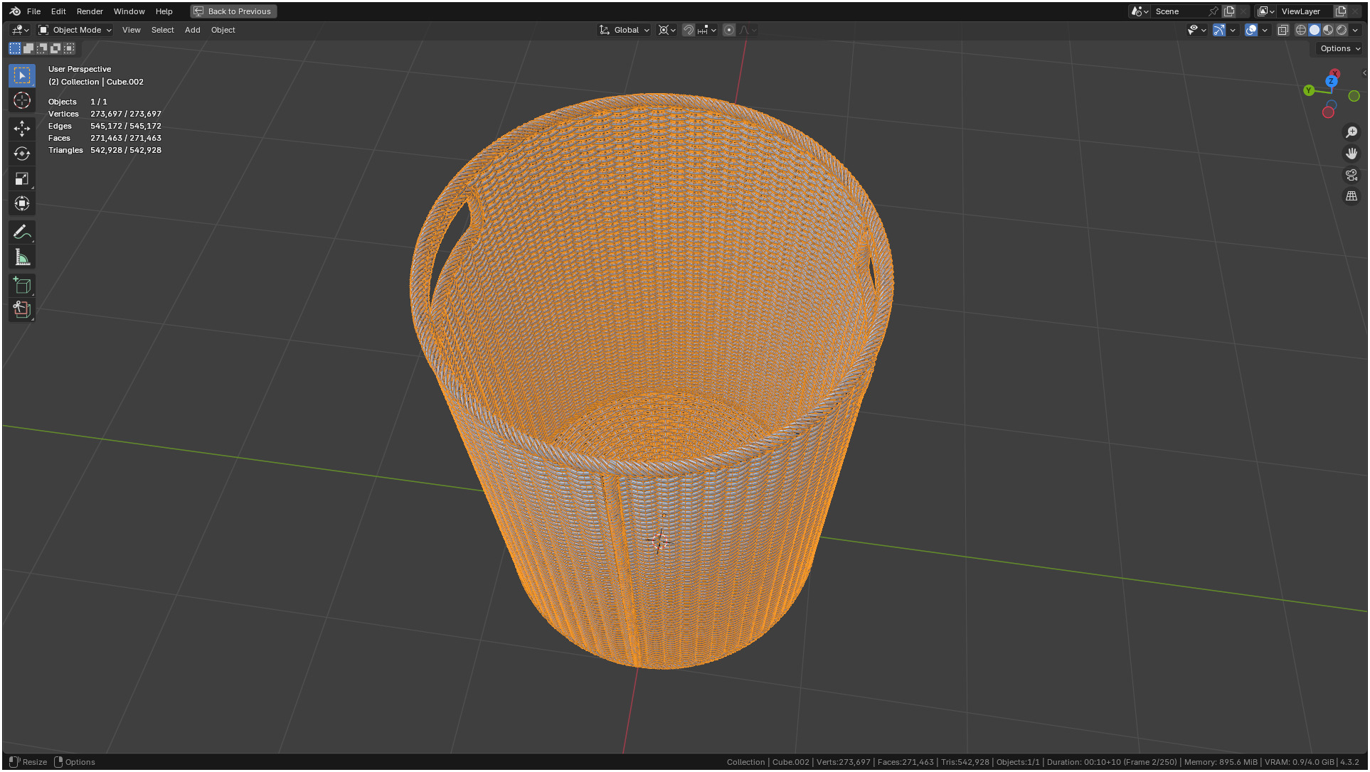 Wicker Basket Cylinder Shape Midpoly 3D model_49