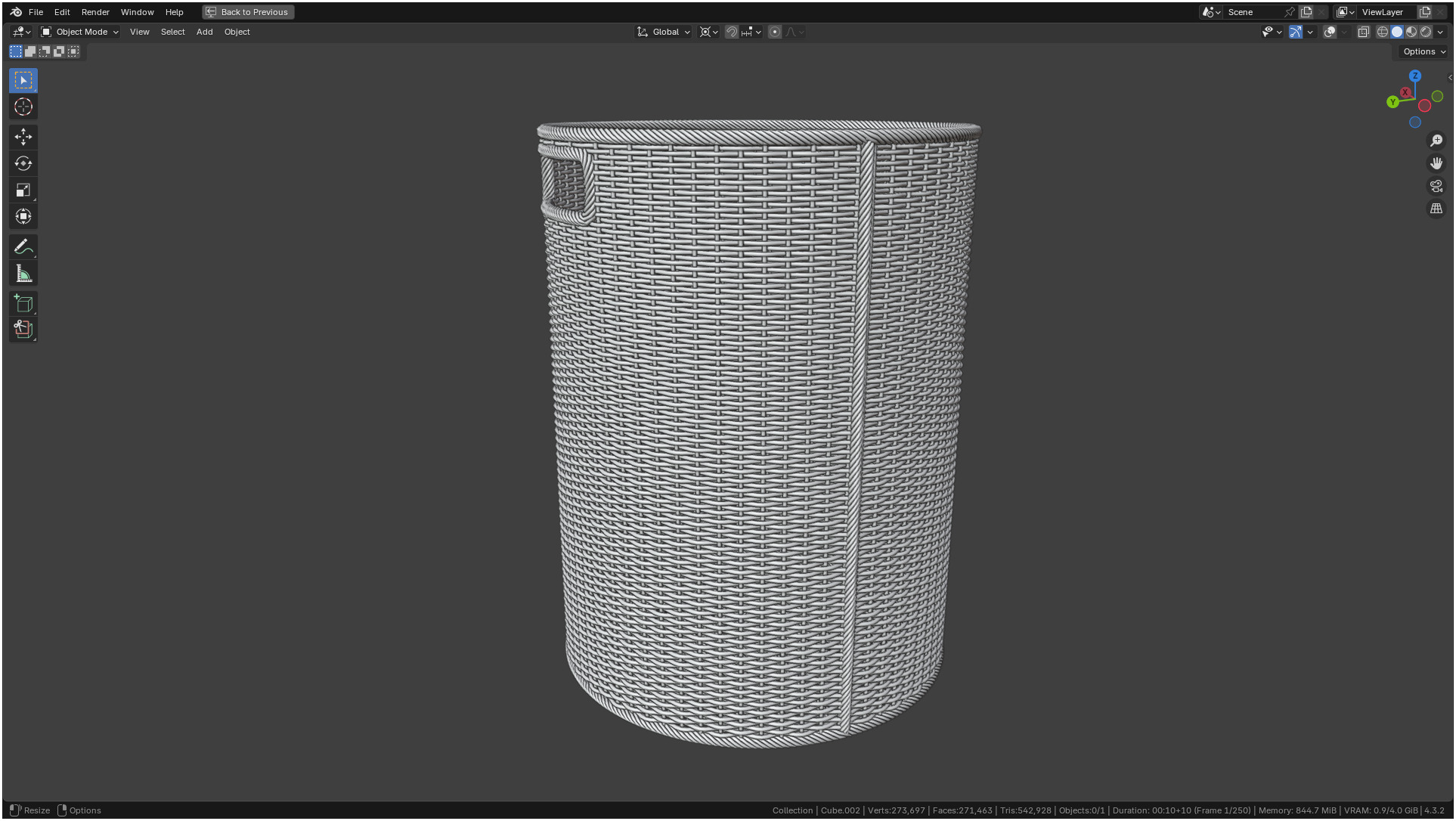 Wicker Basket Cylinder Shape Midpoly 3D model_18