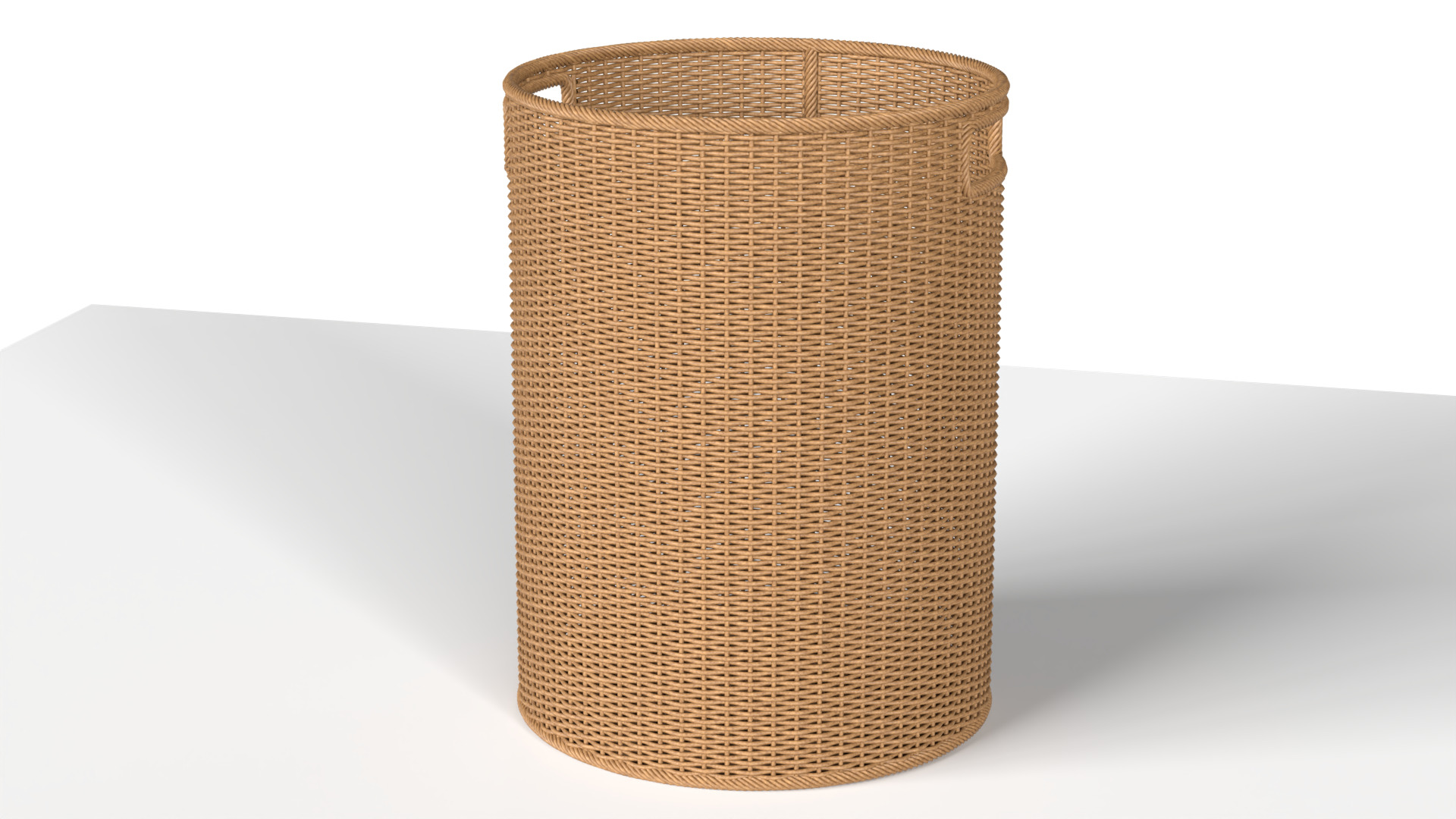 Wicker Basket Cylinder Shape Midpoly 3D model_1