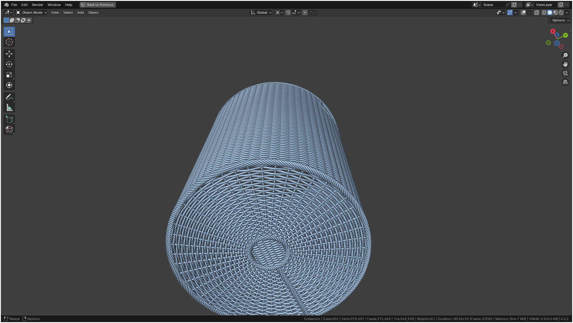 Wicker Basket Cylinder Shape Midpoly 3D model_35