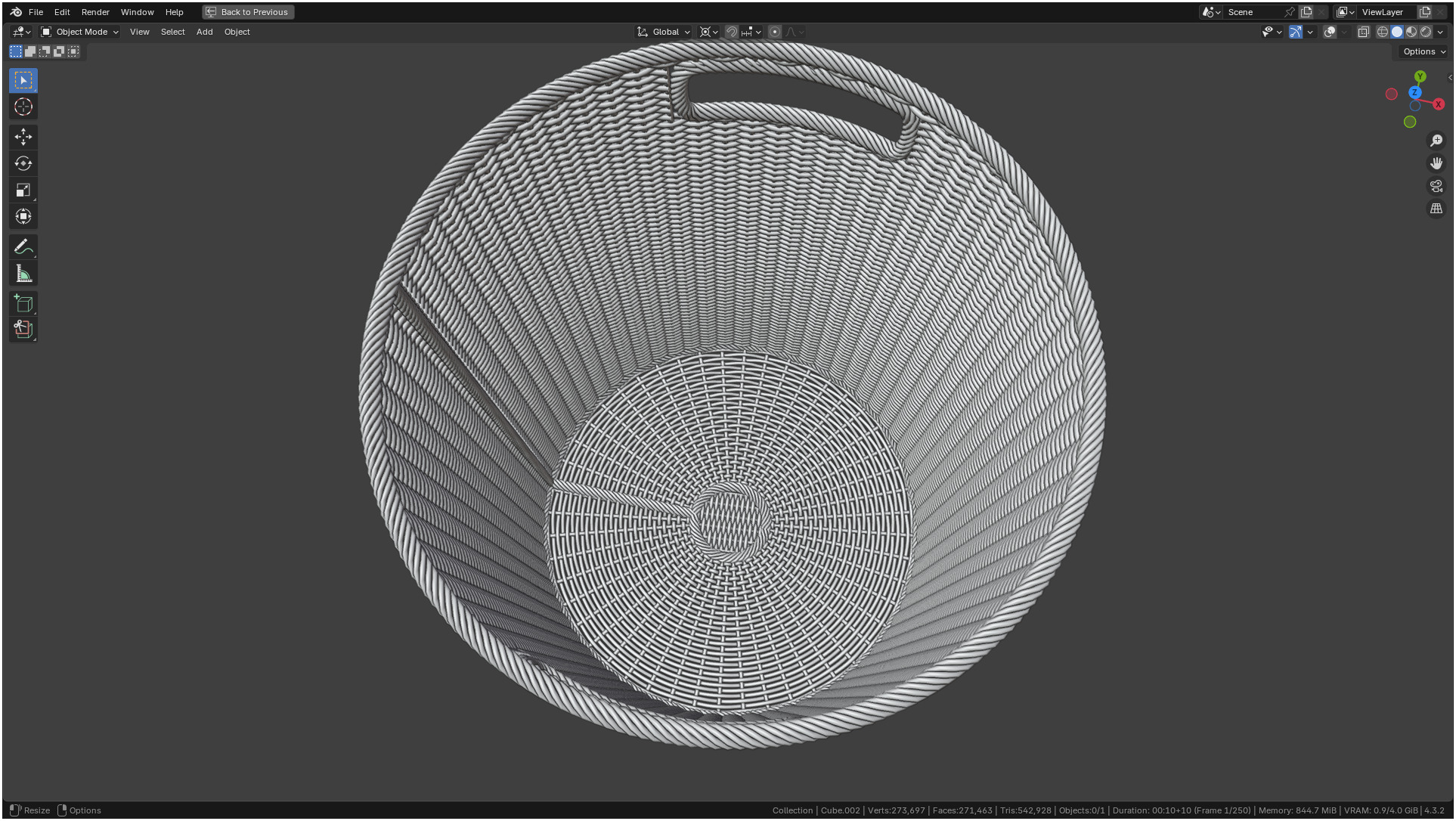 Wicker Basket Cylinder Shape Midpoly 3D model_19