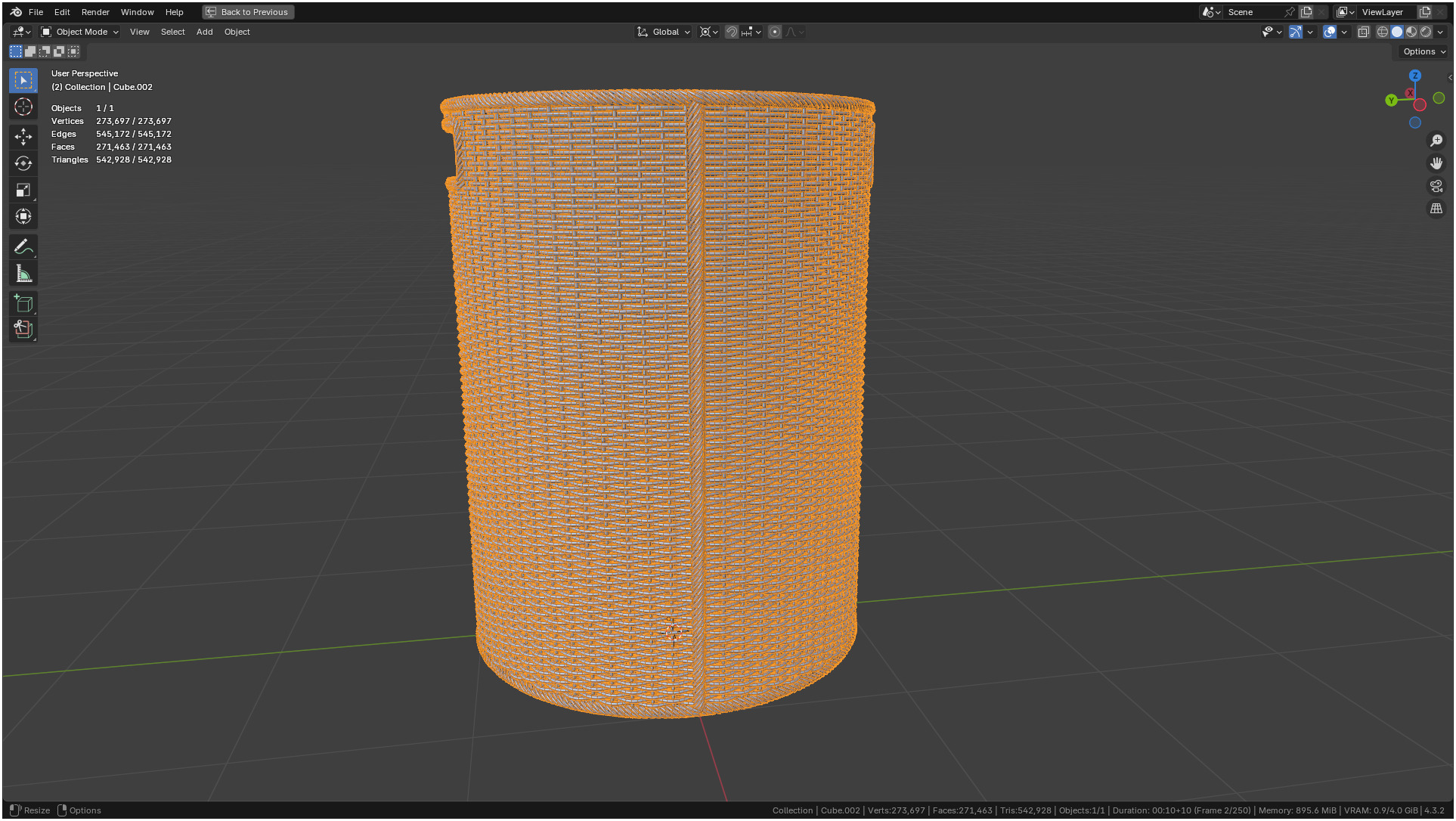 Wicker Basket Cylinder Shape Midpoly 3D model_48