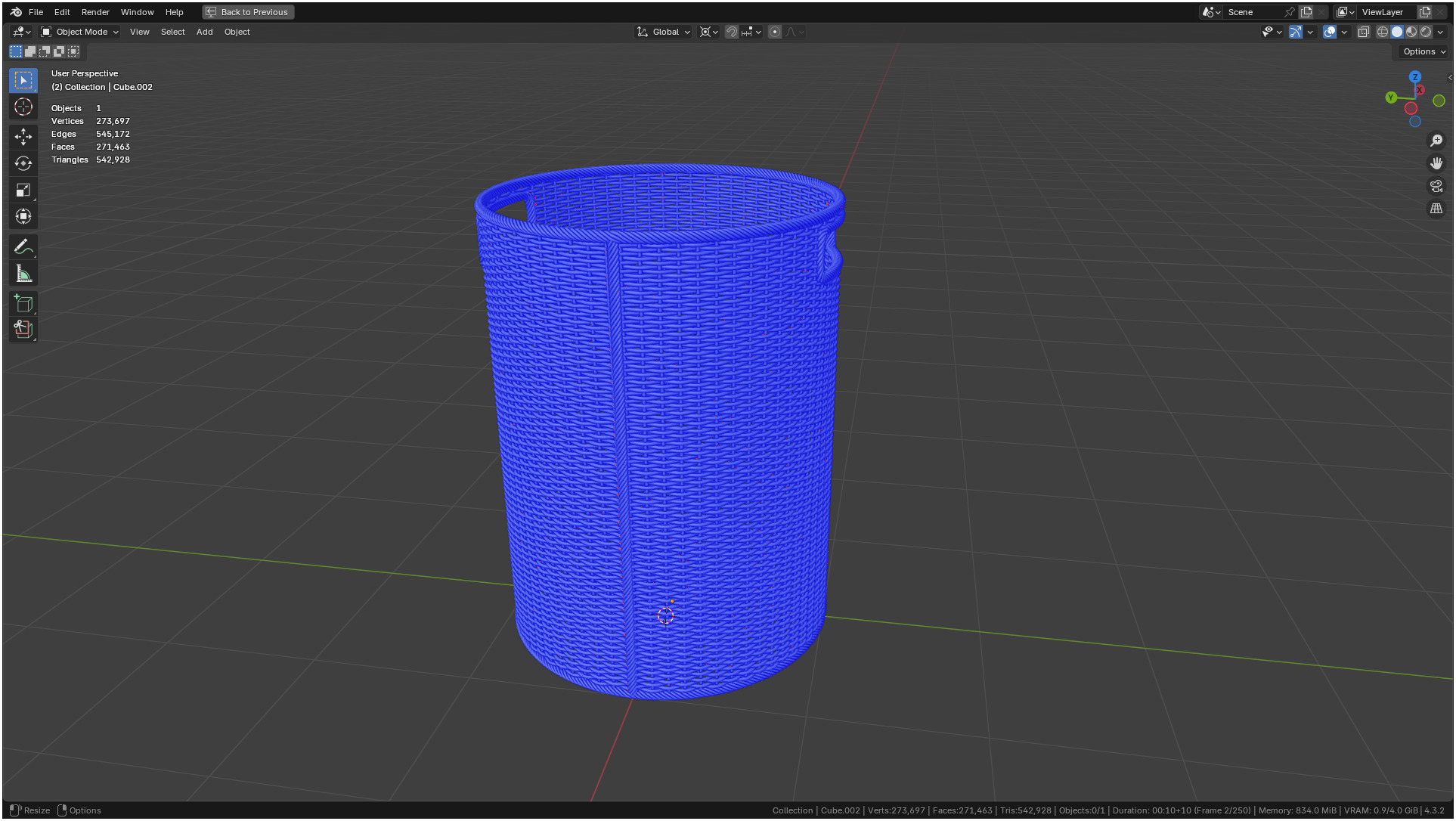 Wicker Basket Cylinder Shape Midpoly 3D model_53