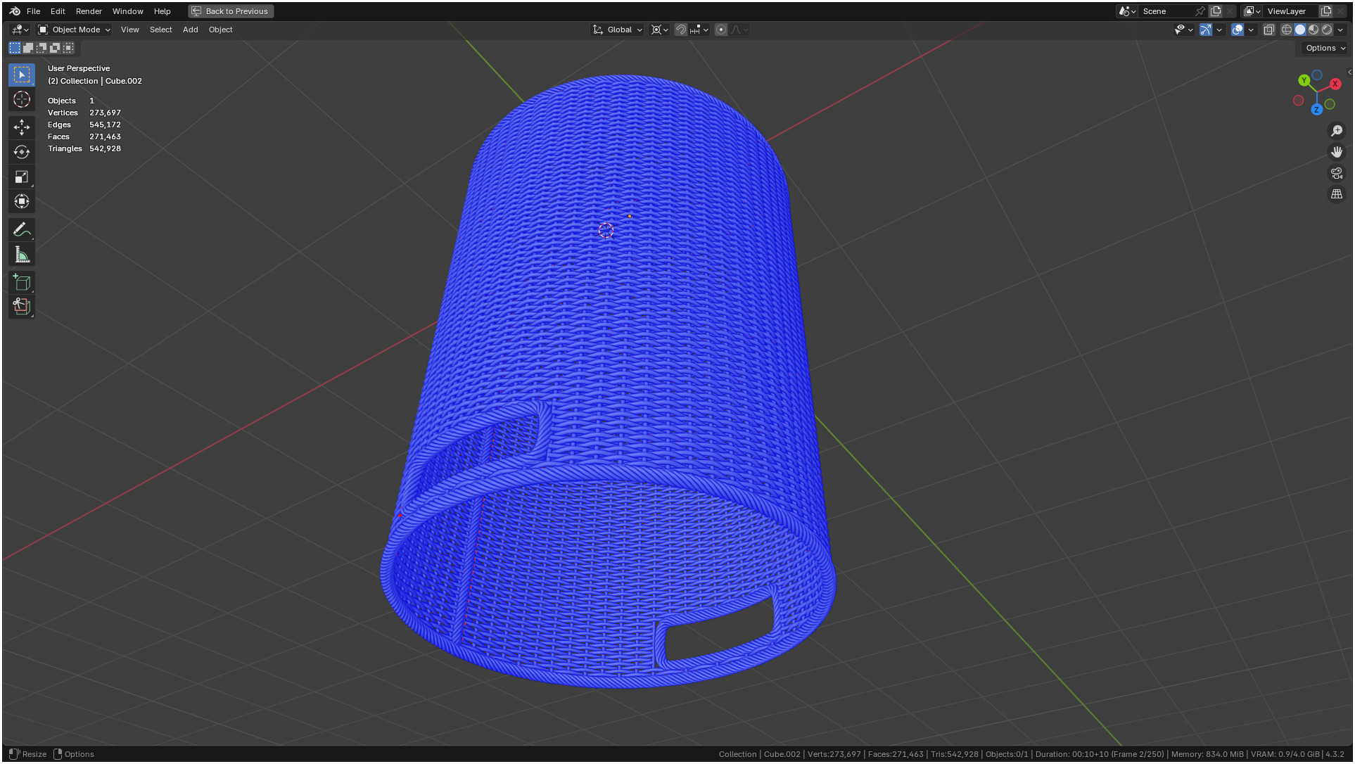 Wicker Basket Cylinder Shape Midpoly 3D model_55